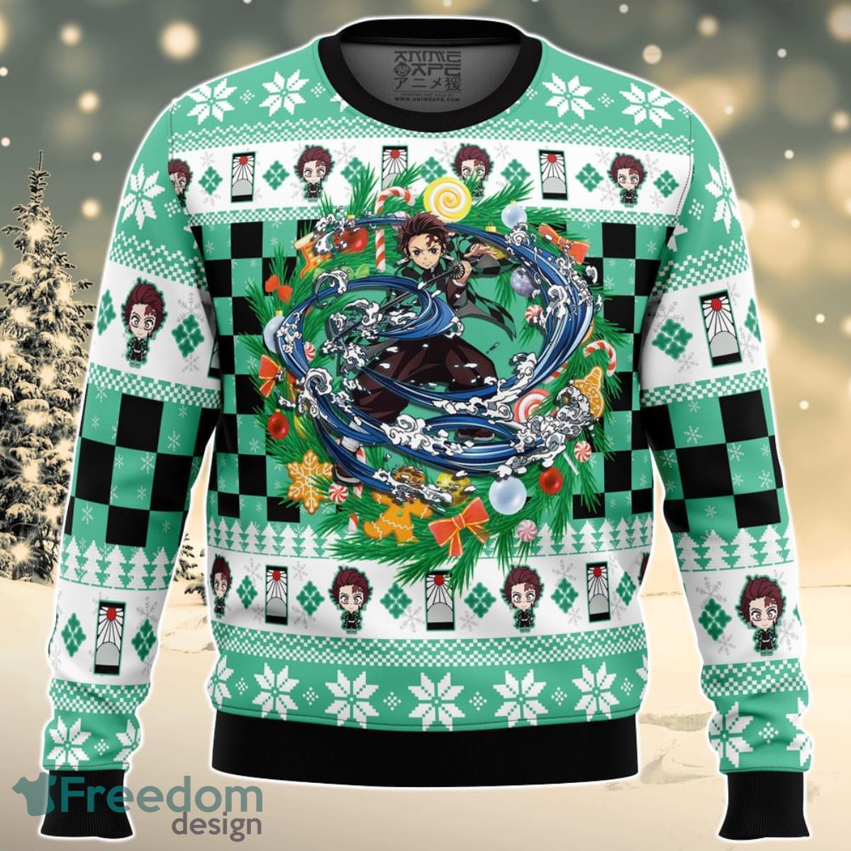 Christmas Tanjiro Kamado Demon Slayer Ugly Christmas Sweater For Men And Women Product Photo 1