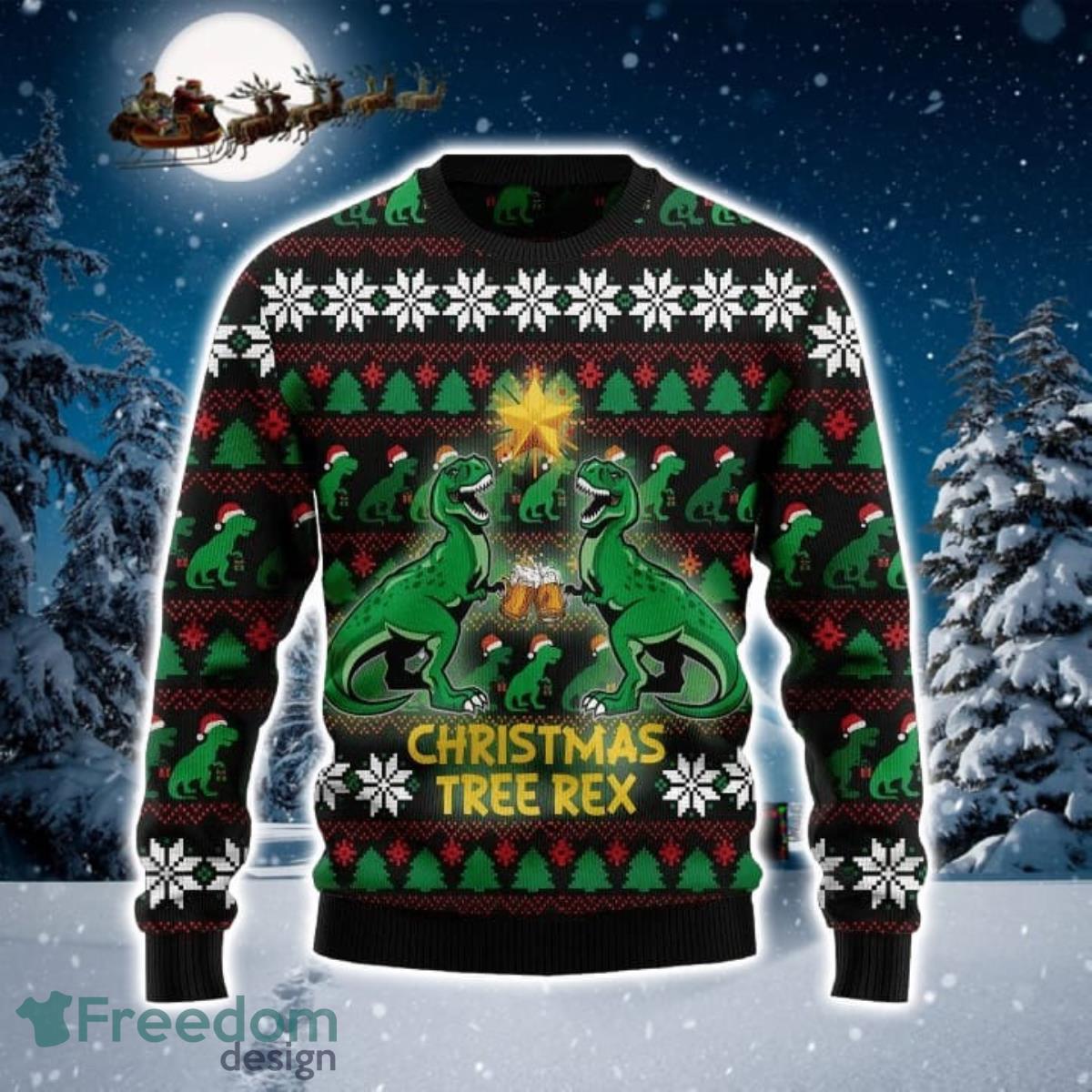 Christmas Tree Rex 3D Sweater Ugly Christmas Sweater For Men Women Product Photo 1