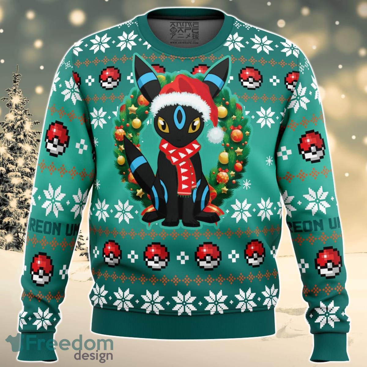 Christmas Umbreon Pokemon Ugly Christmas Sweater For Men And Women Product Photo 1