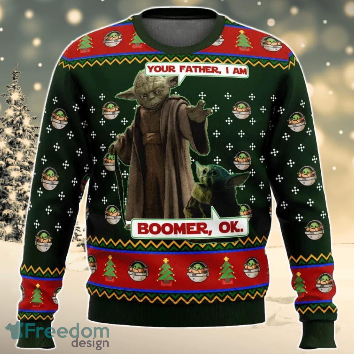 Christmas Yoda Boomer 3D Sweater Ugly Christmas Sweater For Men Women Product Photo 1