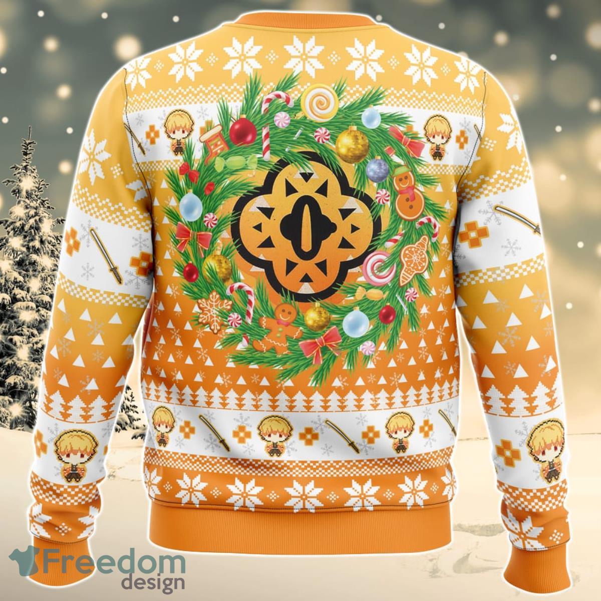 Christmas Zenitsu Agatsuma Demon Slayer Ugly Christmas Sweater For Men And Women Product Photo 2