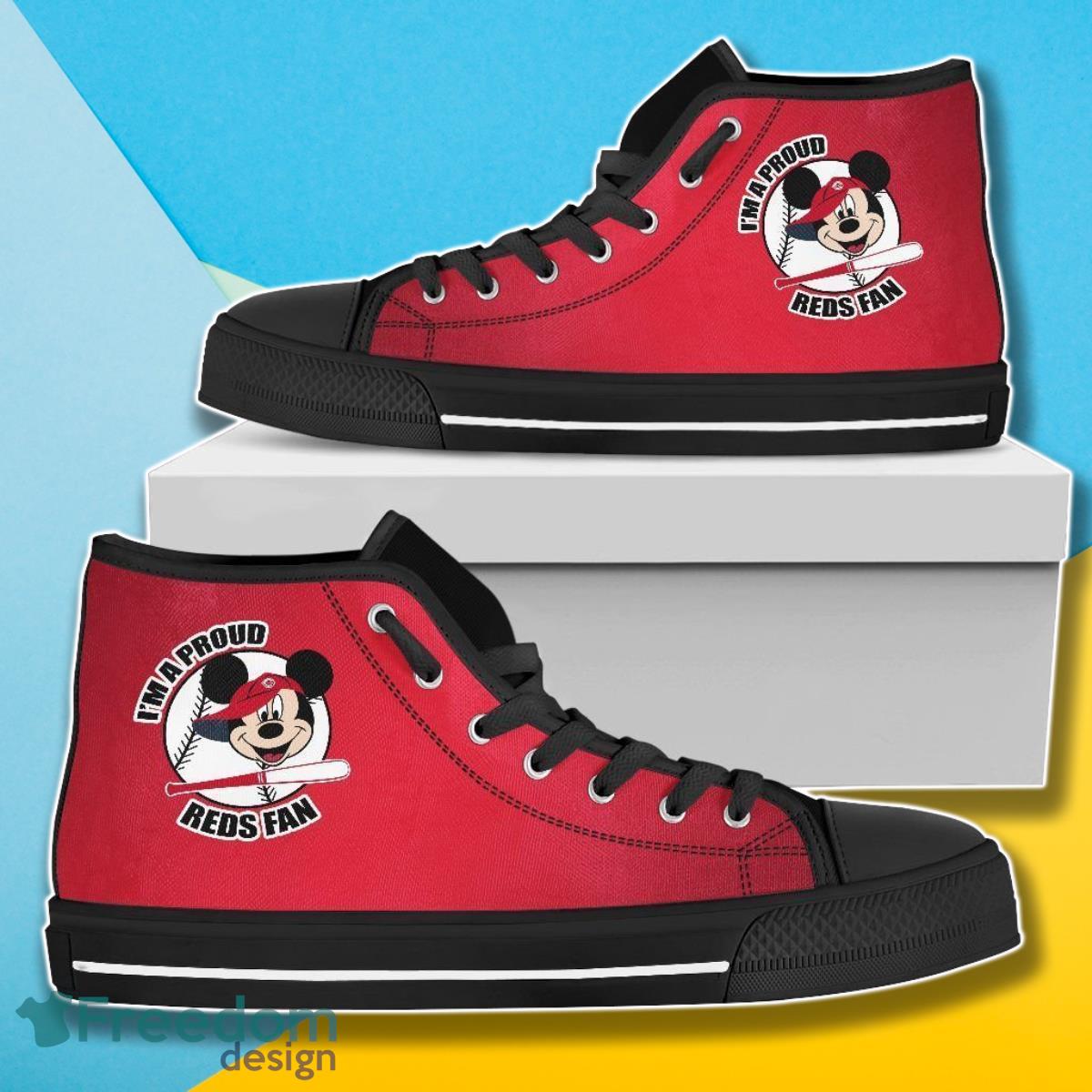 Cincinnati Reds Fan Mickey Mouse MLB High Top Shoes For Men Women Fans Product Photo 1