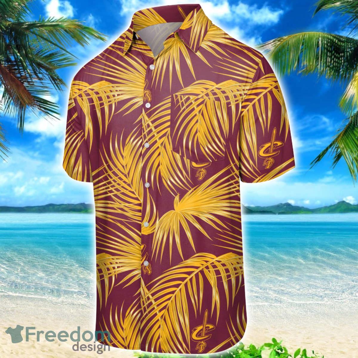 Nba Cleveland Cavaliers Wine Gold Palm Trees Trendy Hawaiian Shirt