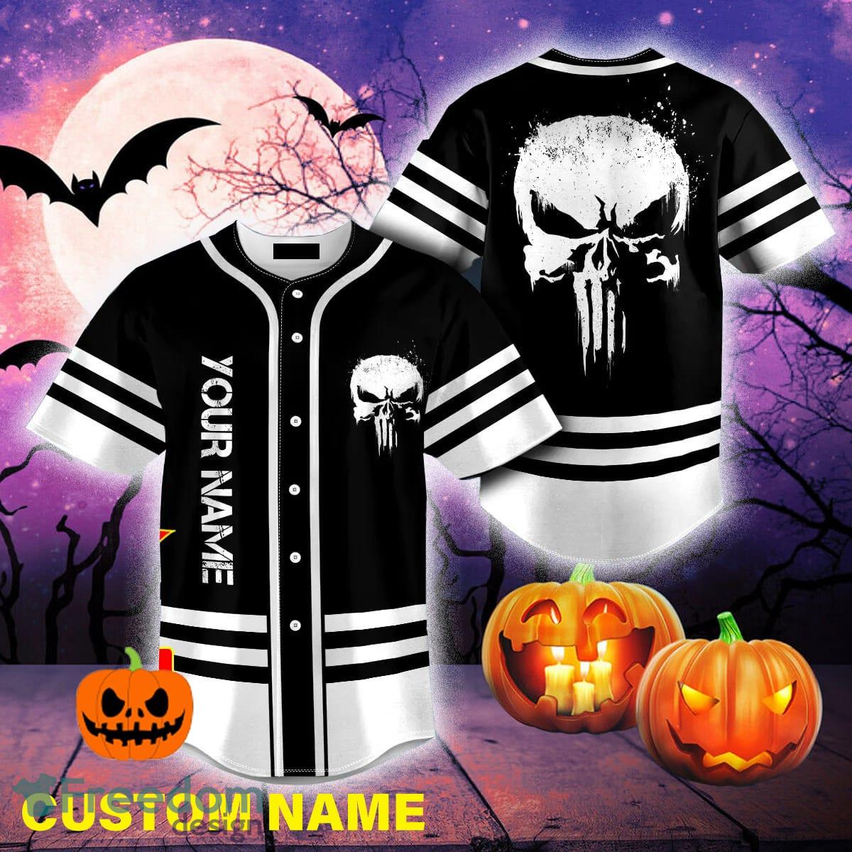 American Flag Punisher Skull Baseball Jersey For Men And Women Gift  Halloween - Freedomdesign