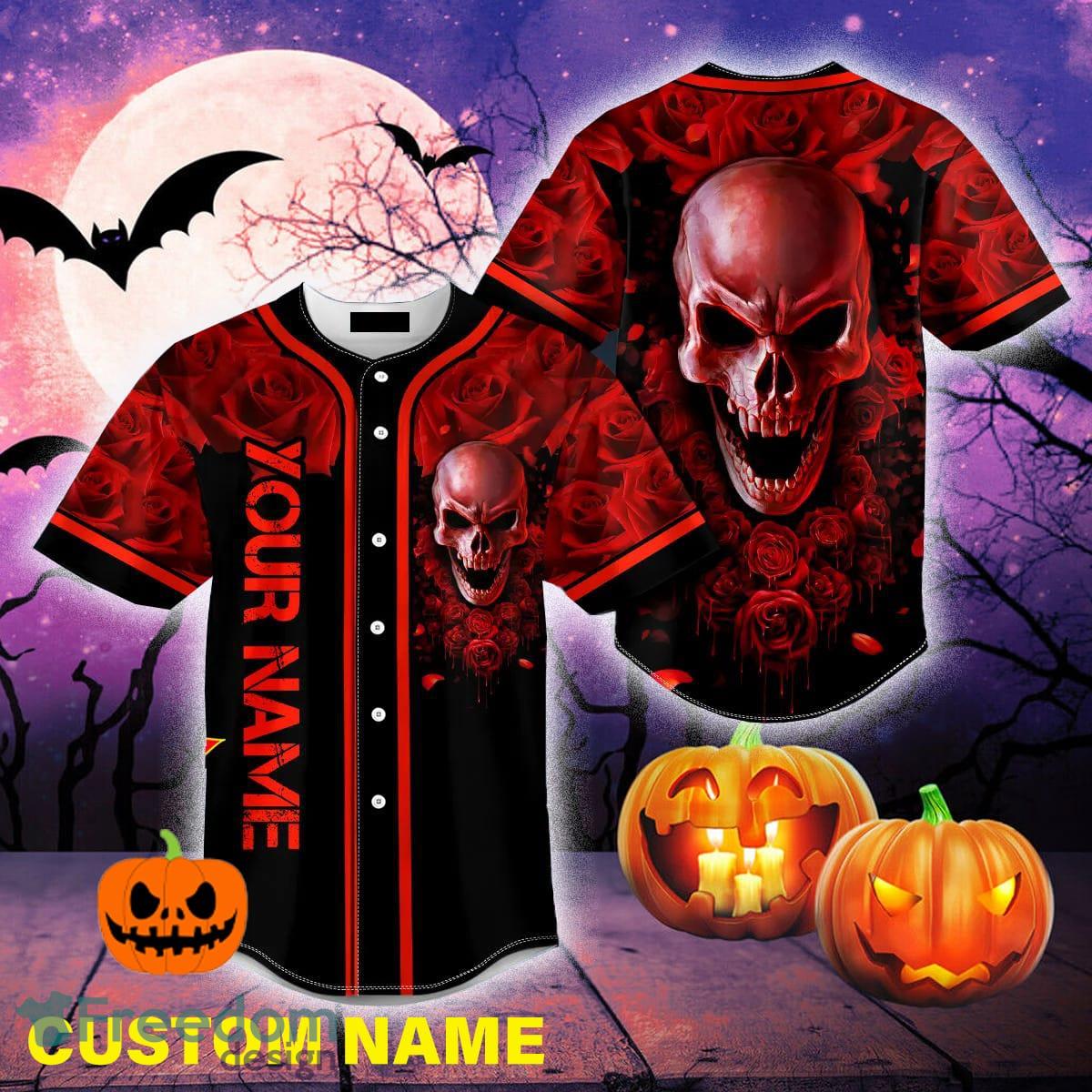 Baseball skeleton halloween men boys baseball halloween shirt