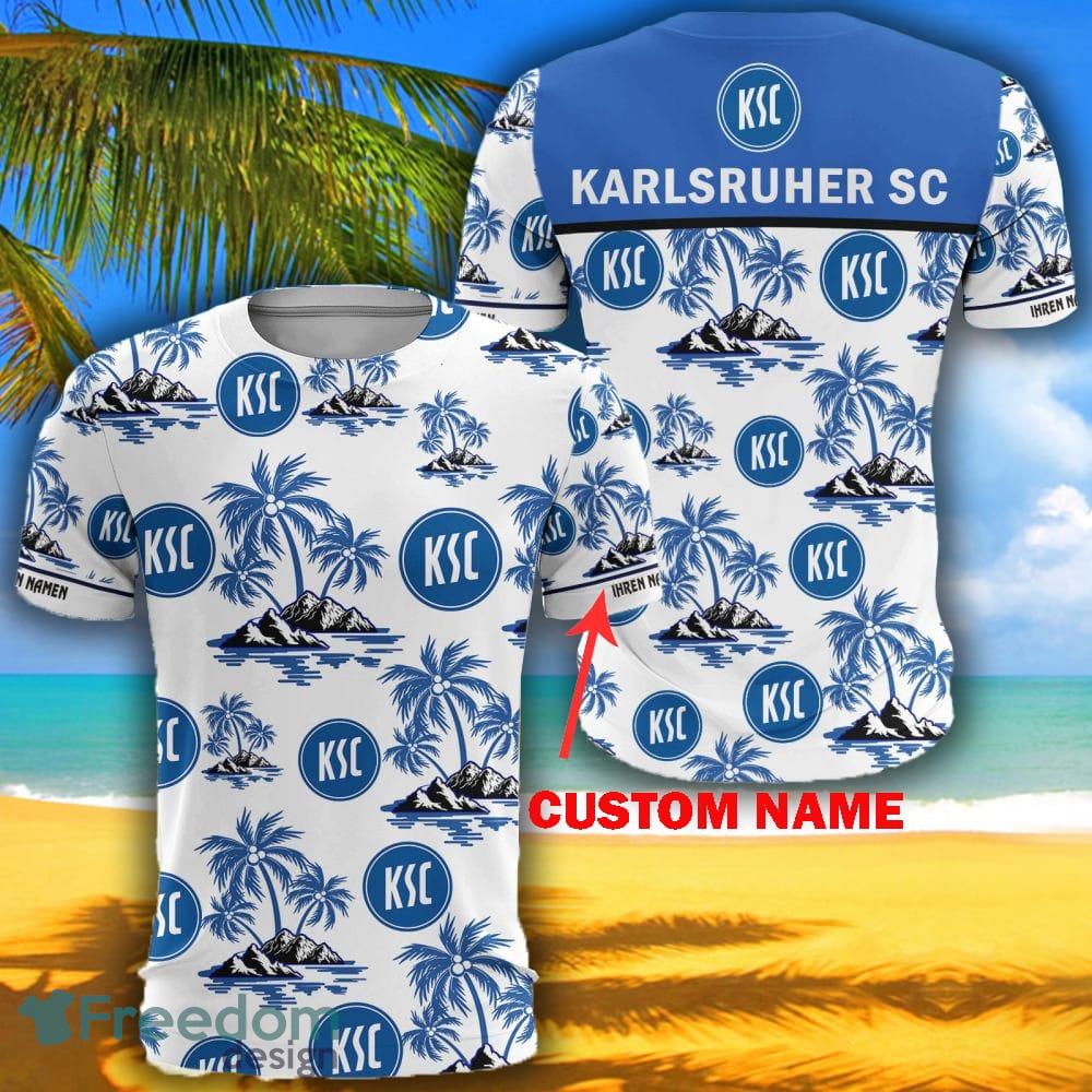 Custom Name Bundesliga Karlsruher SC Logo Hawaii 3D Tshirt For