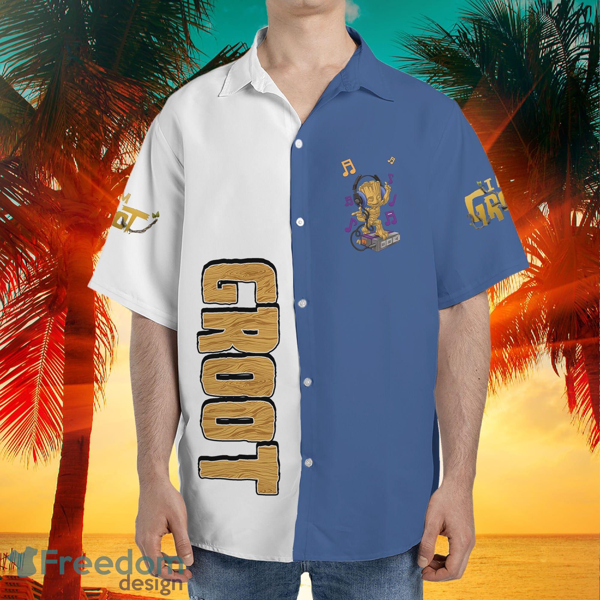 Custom Name Cute Groot The Music Guardians of the Galaxy Hawaiian Aloha  Shirt Gift For Men And Women - Freedomdesign