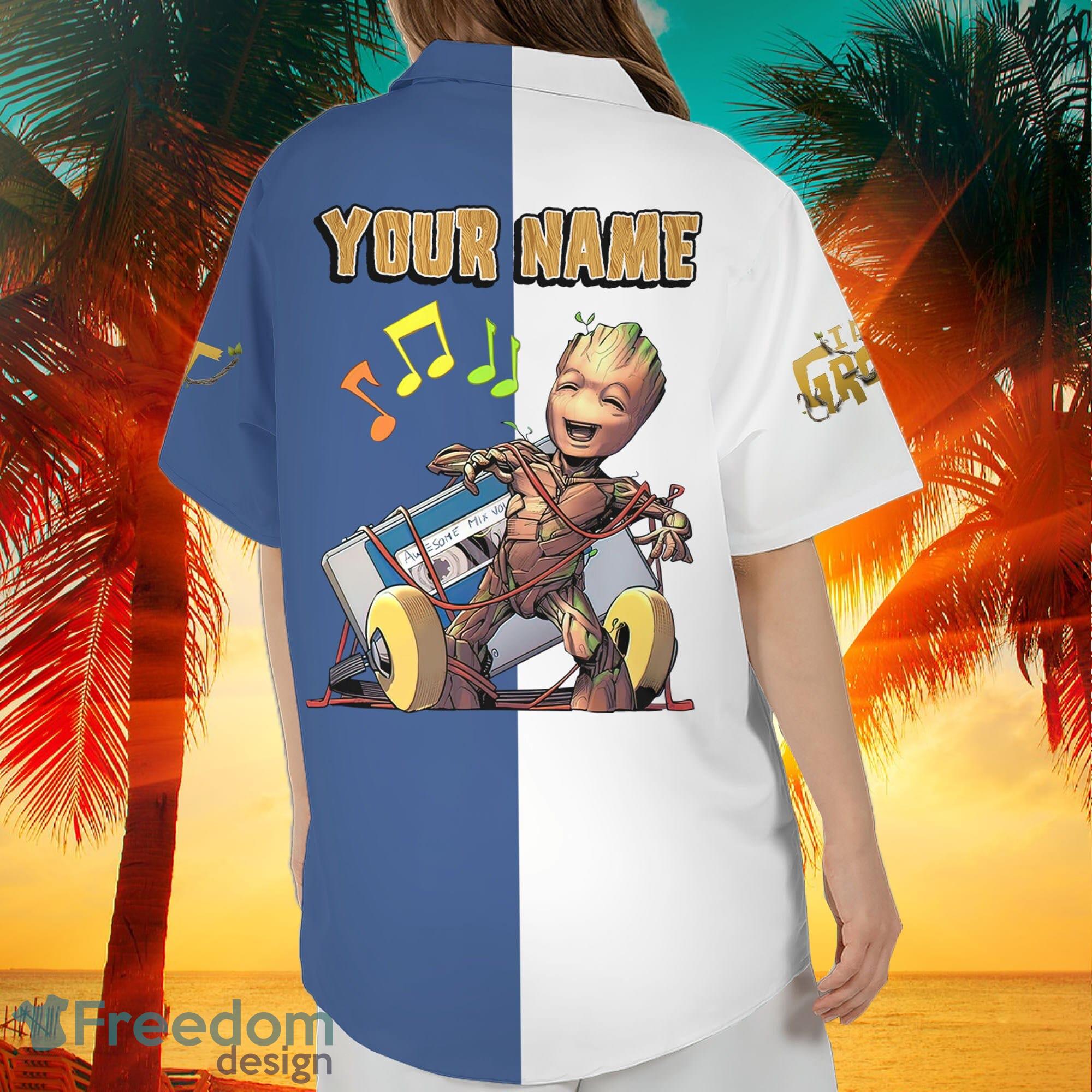Custom Name Cute Groot The Music Guardians of the Galaxy Hawaiian Aloha  Shirt Gift For Men And Women - Freedomdesign