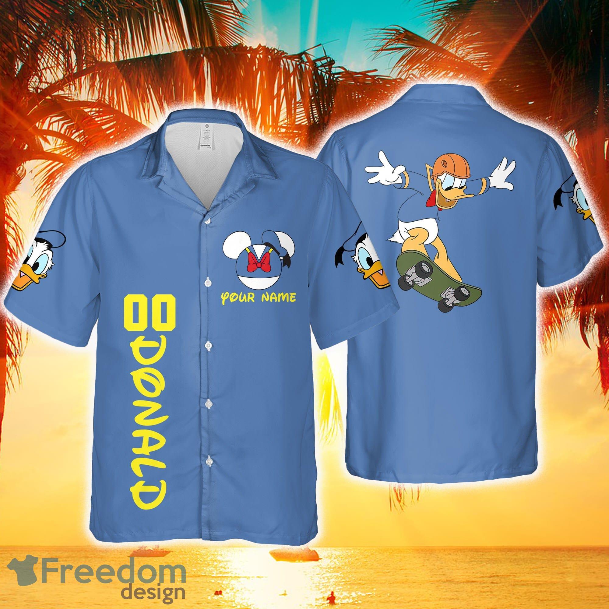 Custom Name Donald Skateboard Funny Disneyworld Disney Vacation Summer Trip  Family Hawaiian Shirt For Fans - Freedomdesign