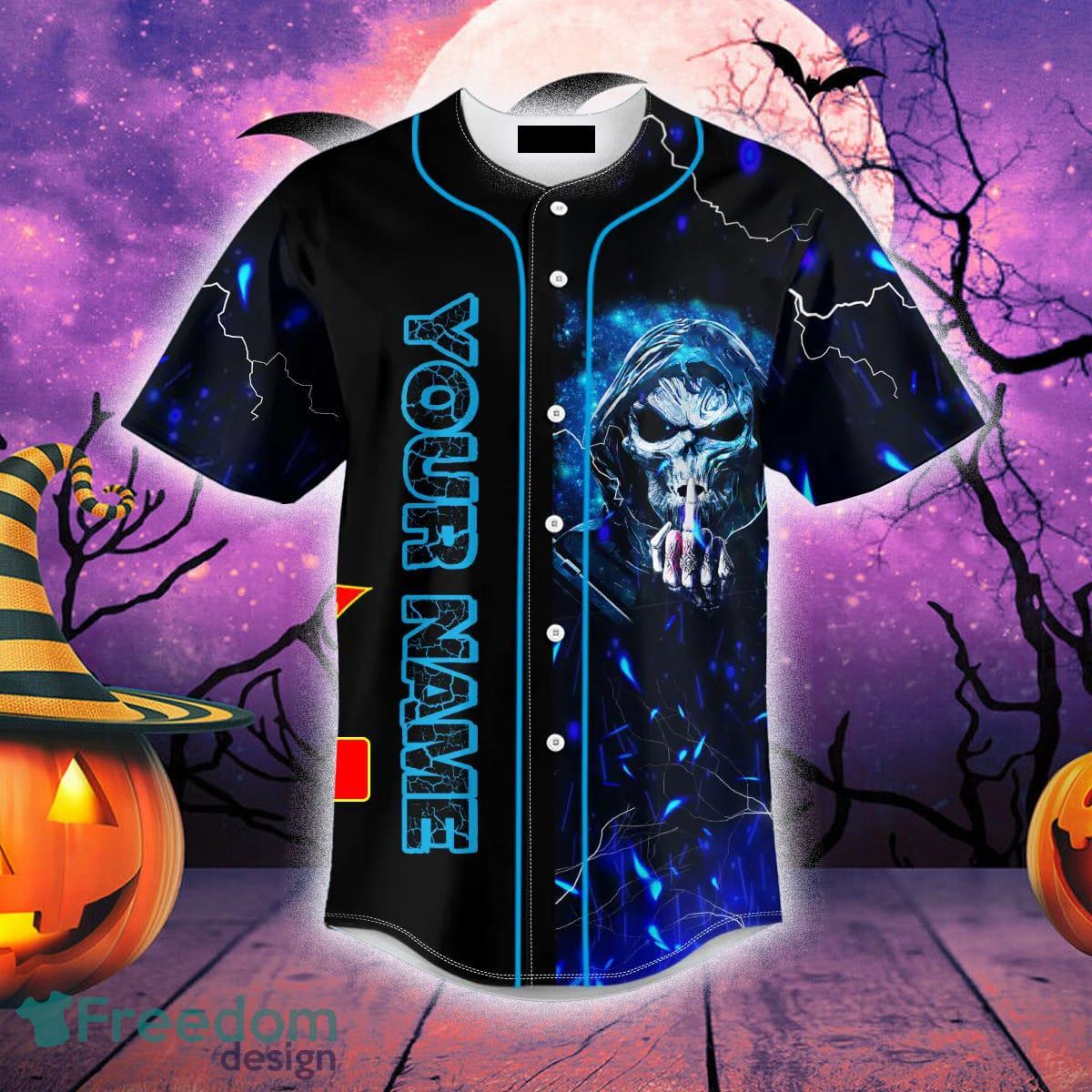 Green Lightning Grim Reaper Custom Baseball Jersey