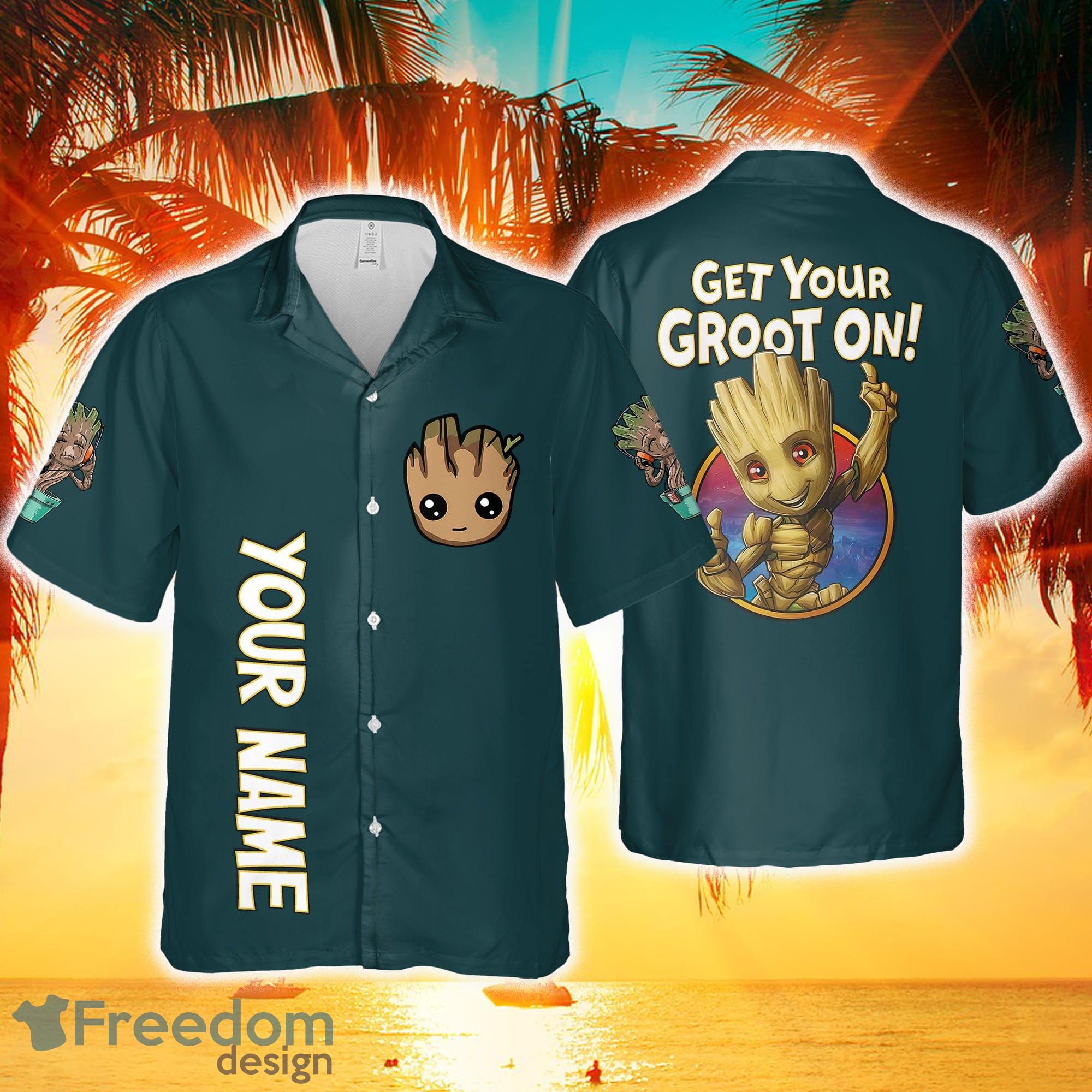 Custom Name Groot Guardian Of The Galaxy Marvel Groot Hawaiian Aloha Shirt  Gift For Men And Women - Freedomdesign