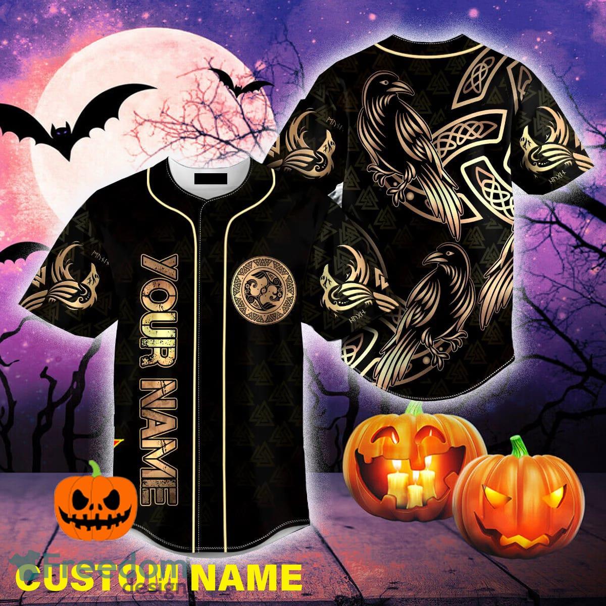 Custom Name Gold Ravens Viking Baseball Jersey For Men And Women Gift  Halloween - Freedomdesign