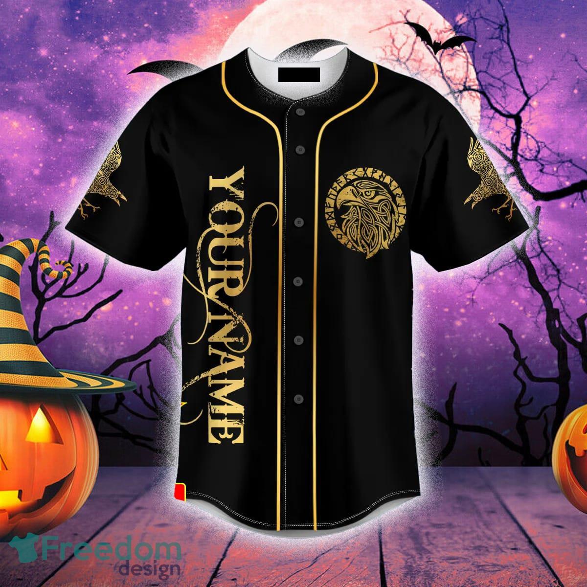 Custom Name Gold Ravens Viking Baseball Jersey For Men And Women Gift  Halloween - Freedomdesign