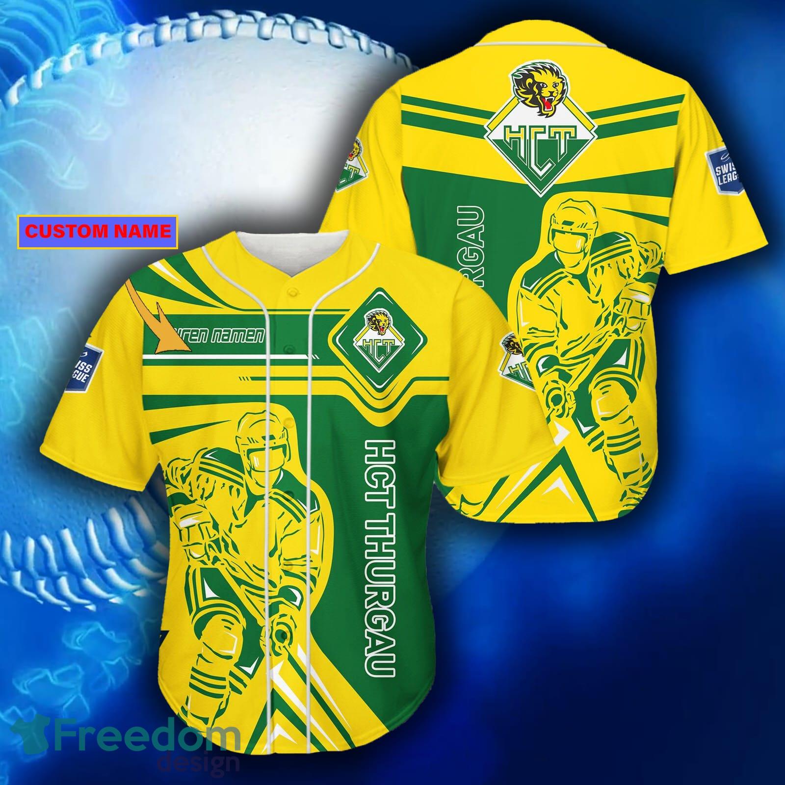 Custom Name HC Thurgau Logo National League Style Yellow Baseball Jersey  Shirt - Freedomdesign