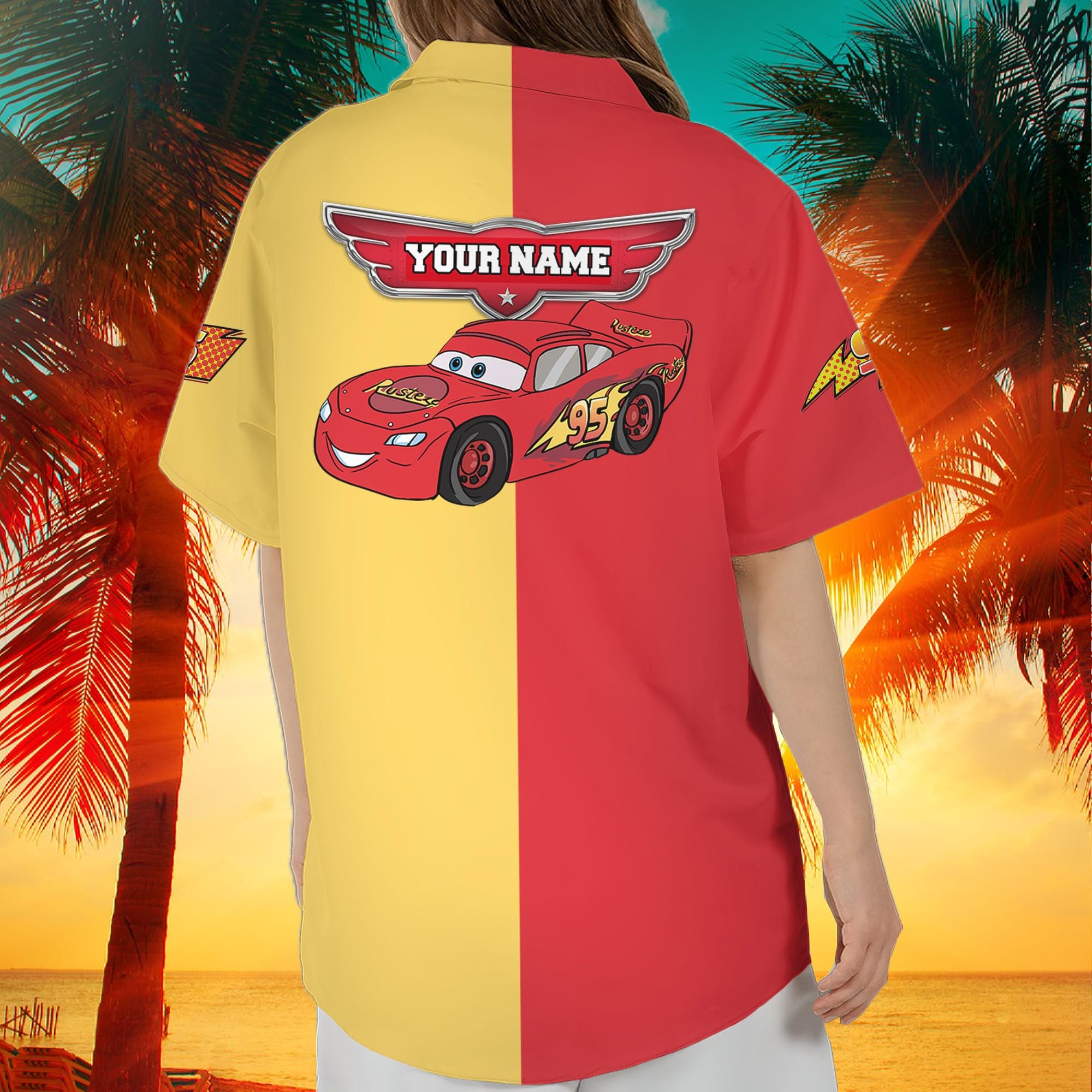 Personalize Lightning Mcqueen Racing Champion Speed Red Yellow Bl