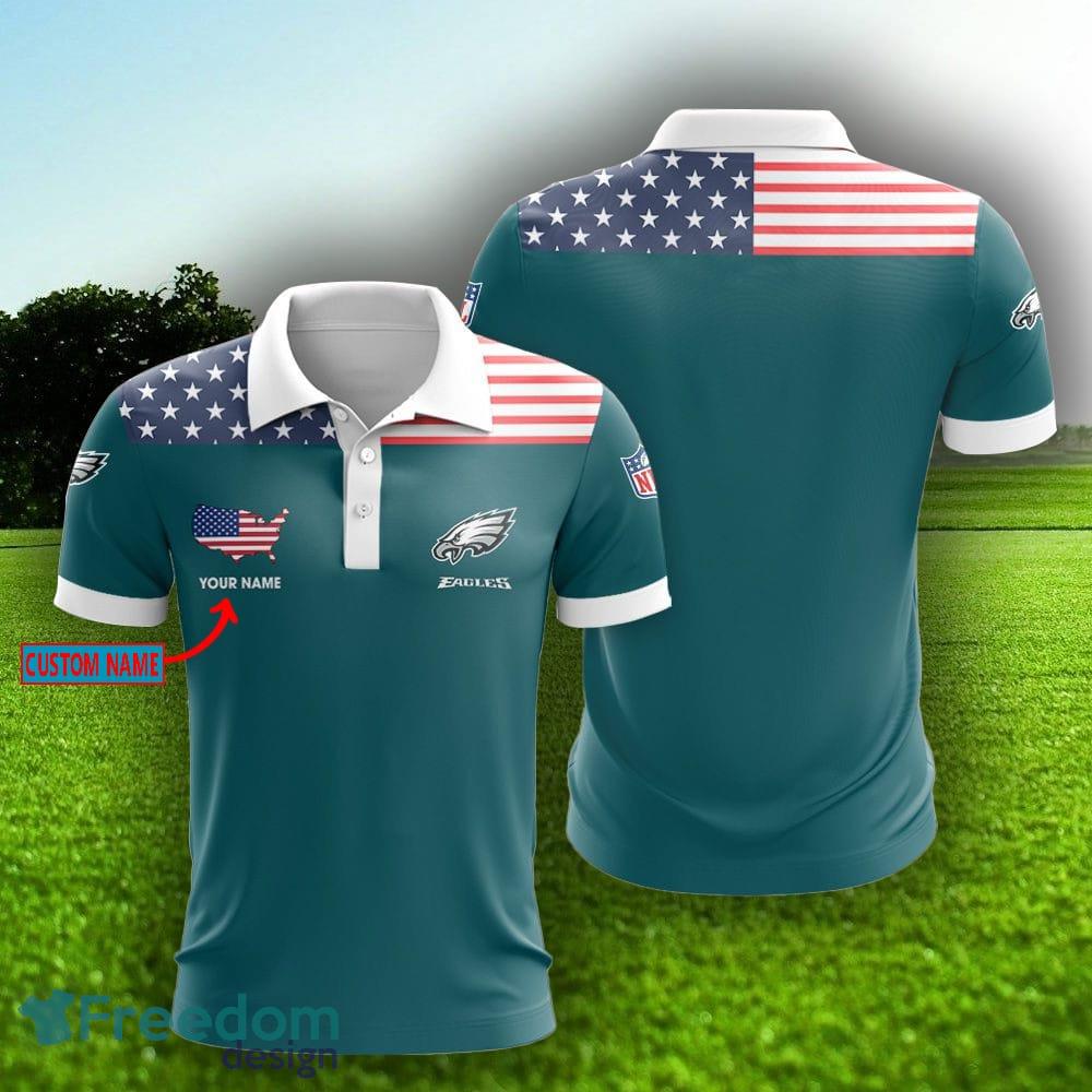 Custom Name NFL Football Philadelphia Eagles Logo Golf Polo Shirt For Fans  - Freedomdesign