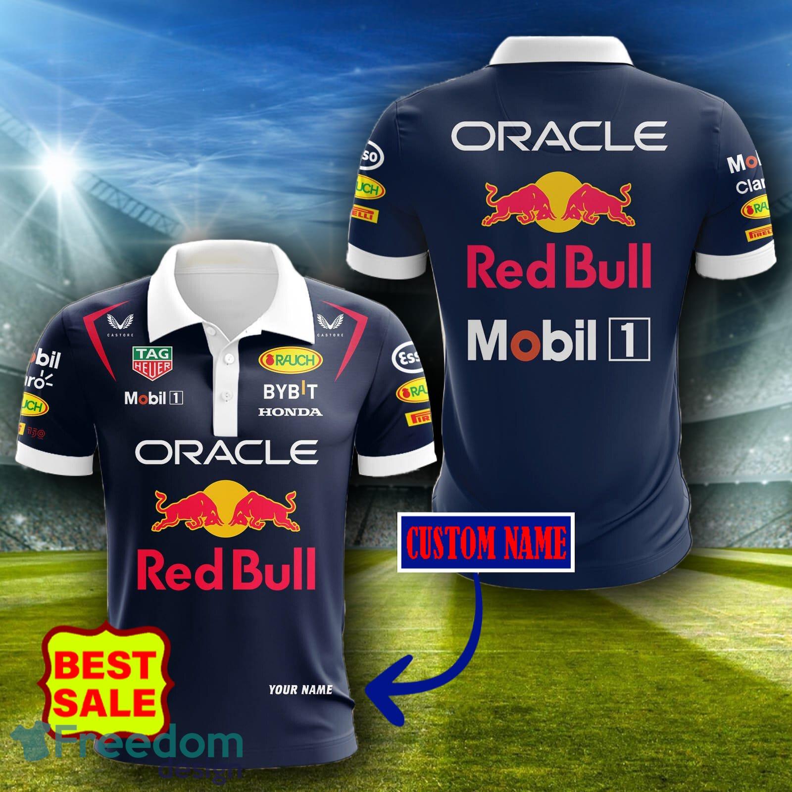 Custom Name Red Bull Racing Car Logo Gofl Polo Shirt For Men Women