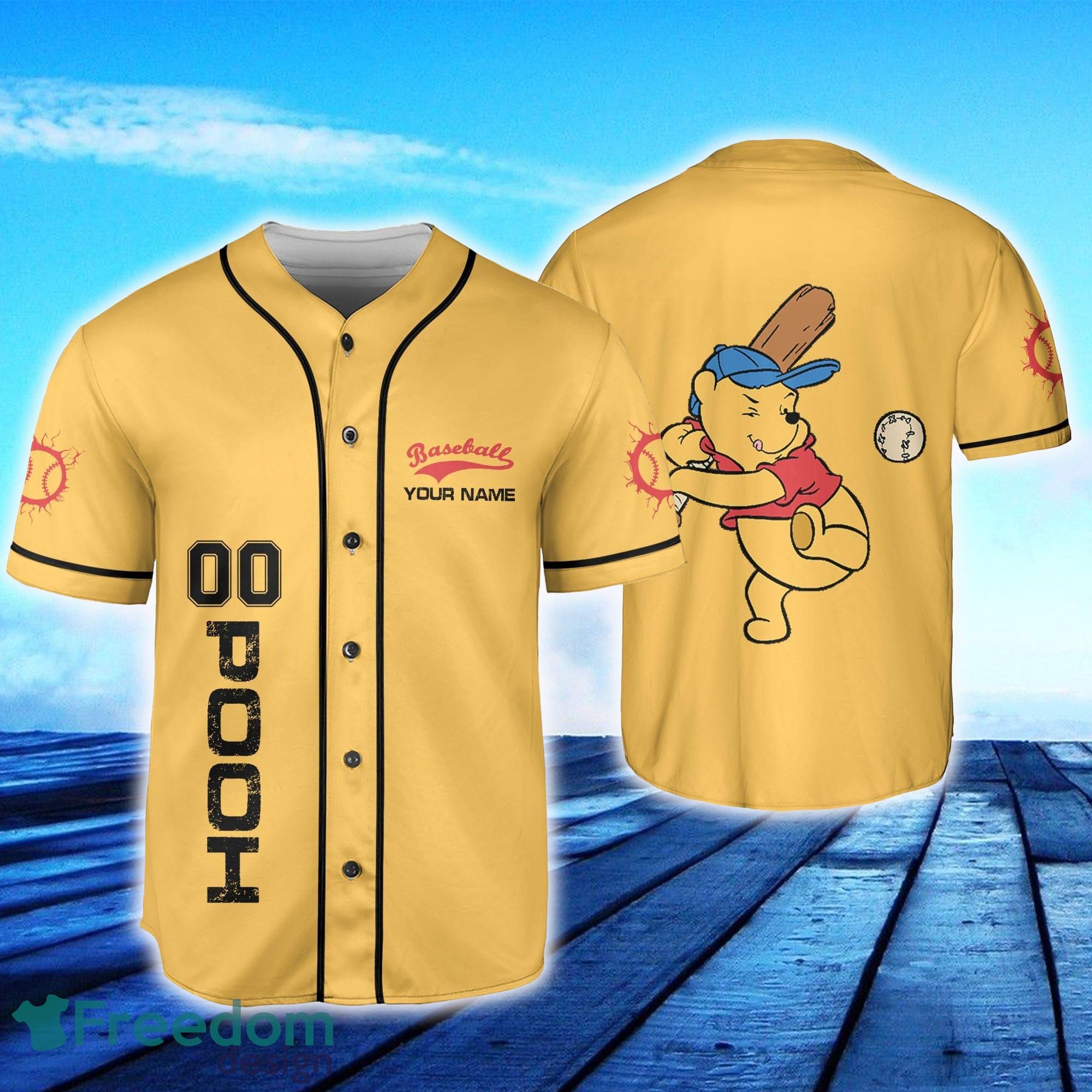 Custom Name For Disney Fans Pooh Yellow Baseball Jersey Shirt