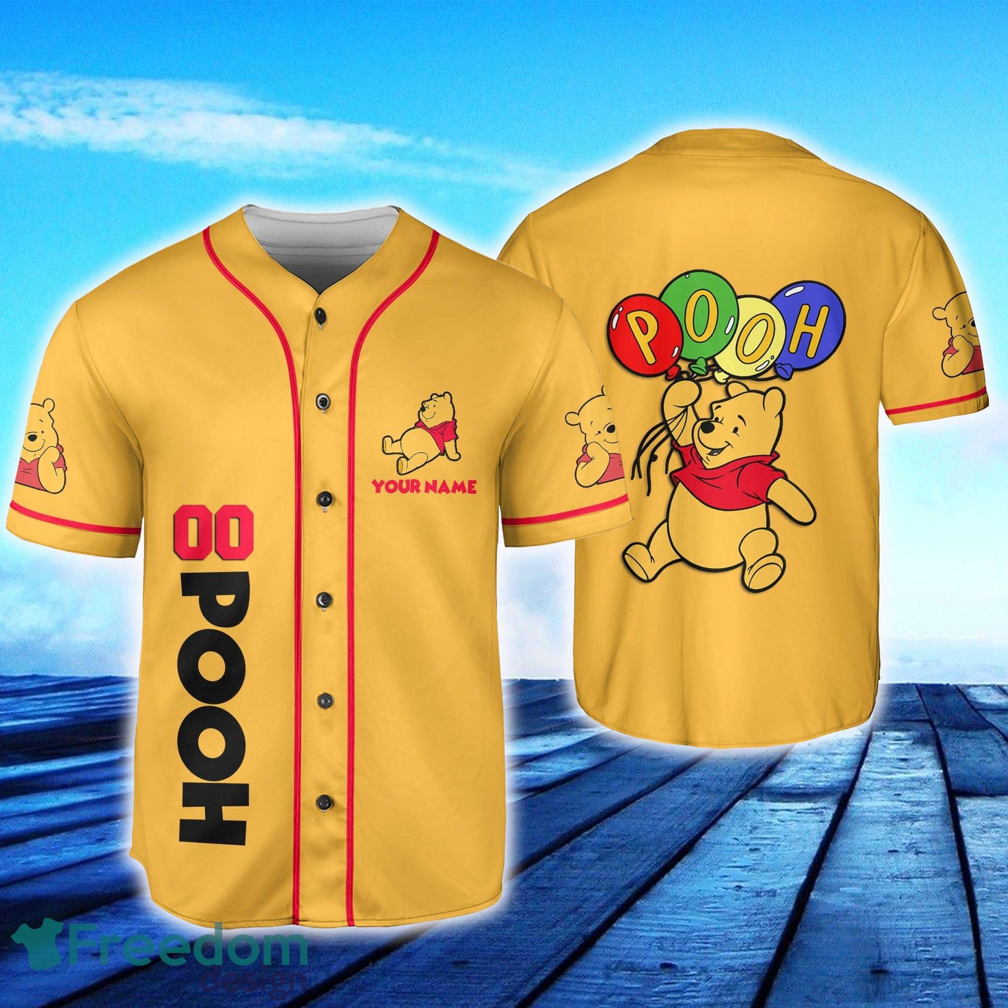 Custom Number And Name Pooh Basketball Red Yellow Baseball Jersey Disney  Men And Women Gift For Fans - Freedomdesign