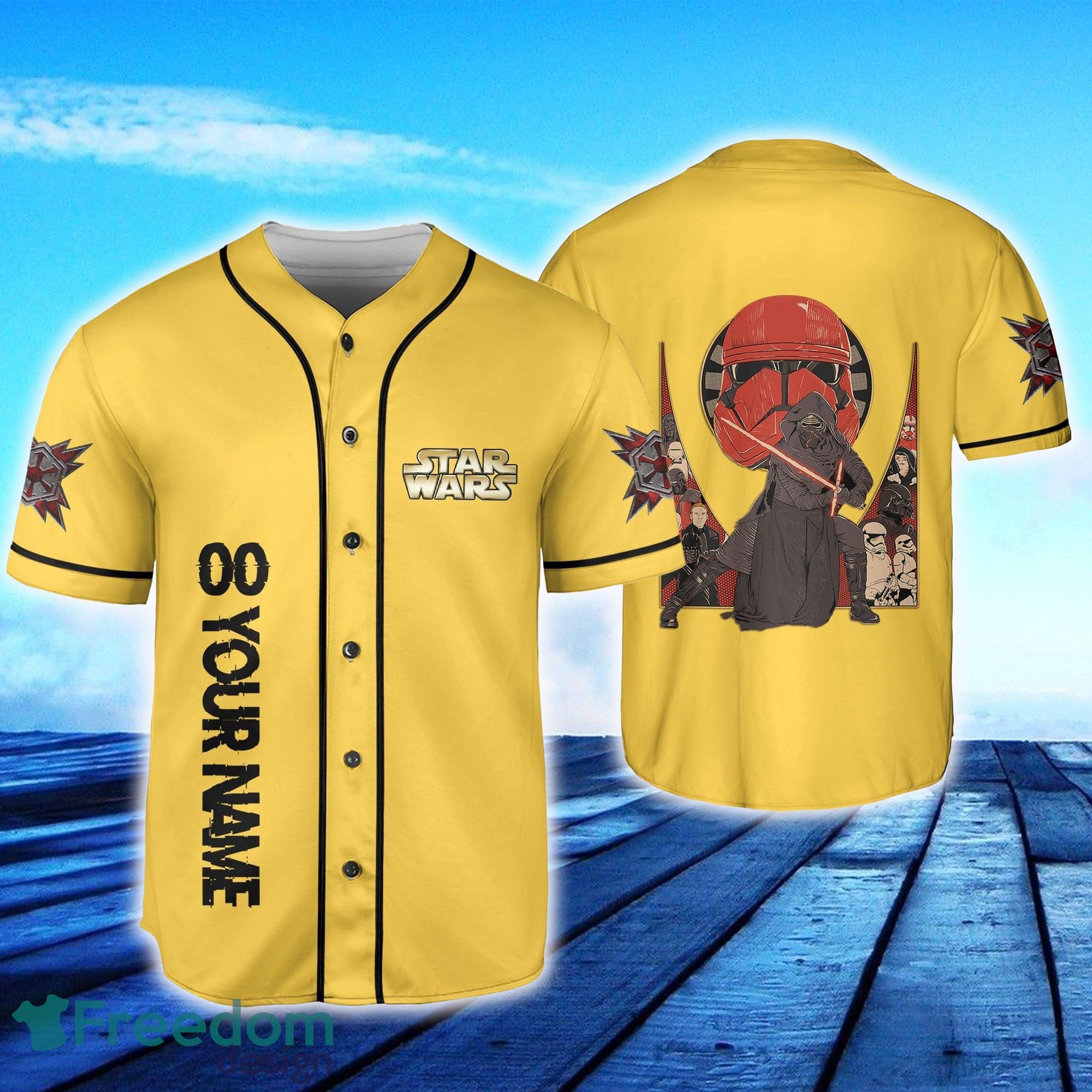 Custom Number And Name Starwar Yellow Baseball Jersey Disney Men