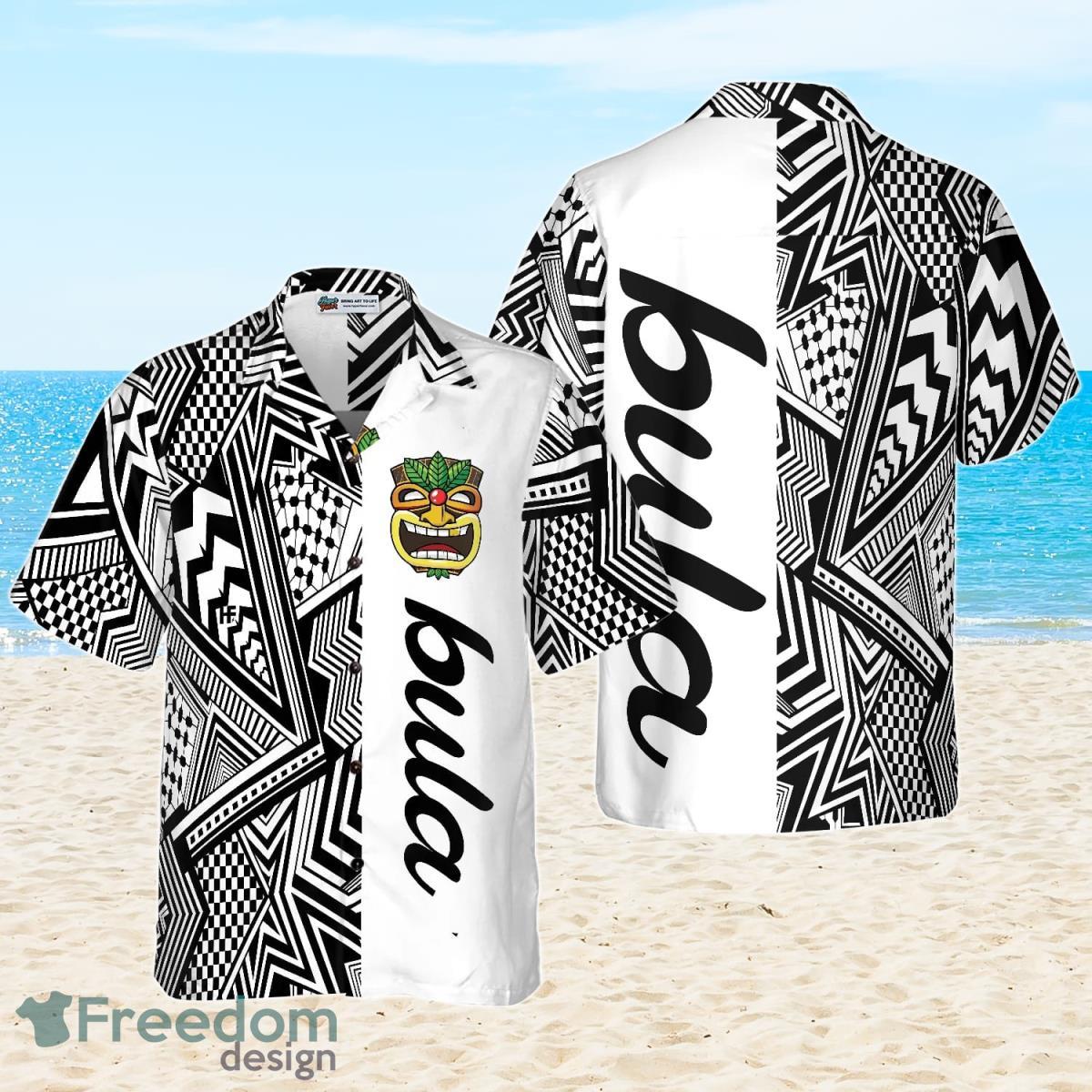 Customized Black And White Modern Pattern Bula Hawaiian Shirt Best Gift ...