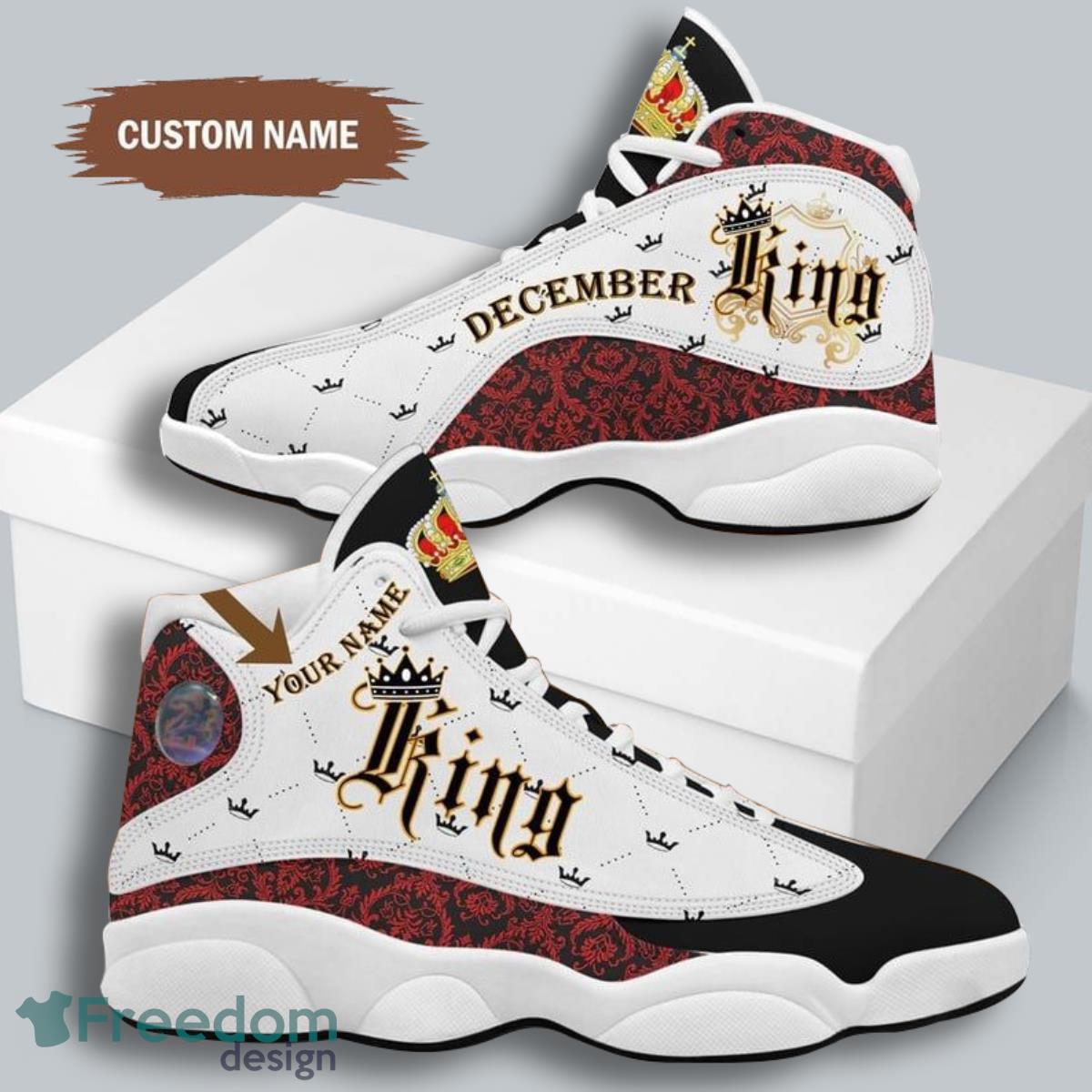 December King Air Jordan 13 Custom Name Sneakers Best Gift For Men And Women Product Photo 1