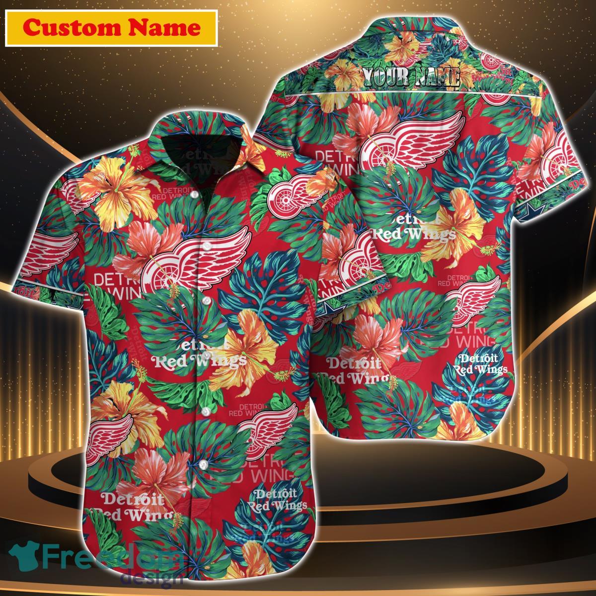 Detroit Red Wings Hawaiian Shirt Floral Short Sleeve Hawaiian