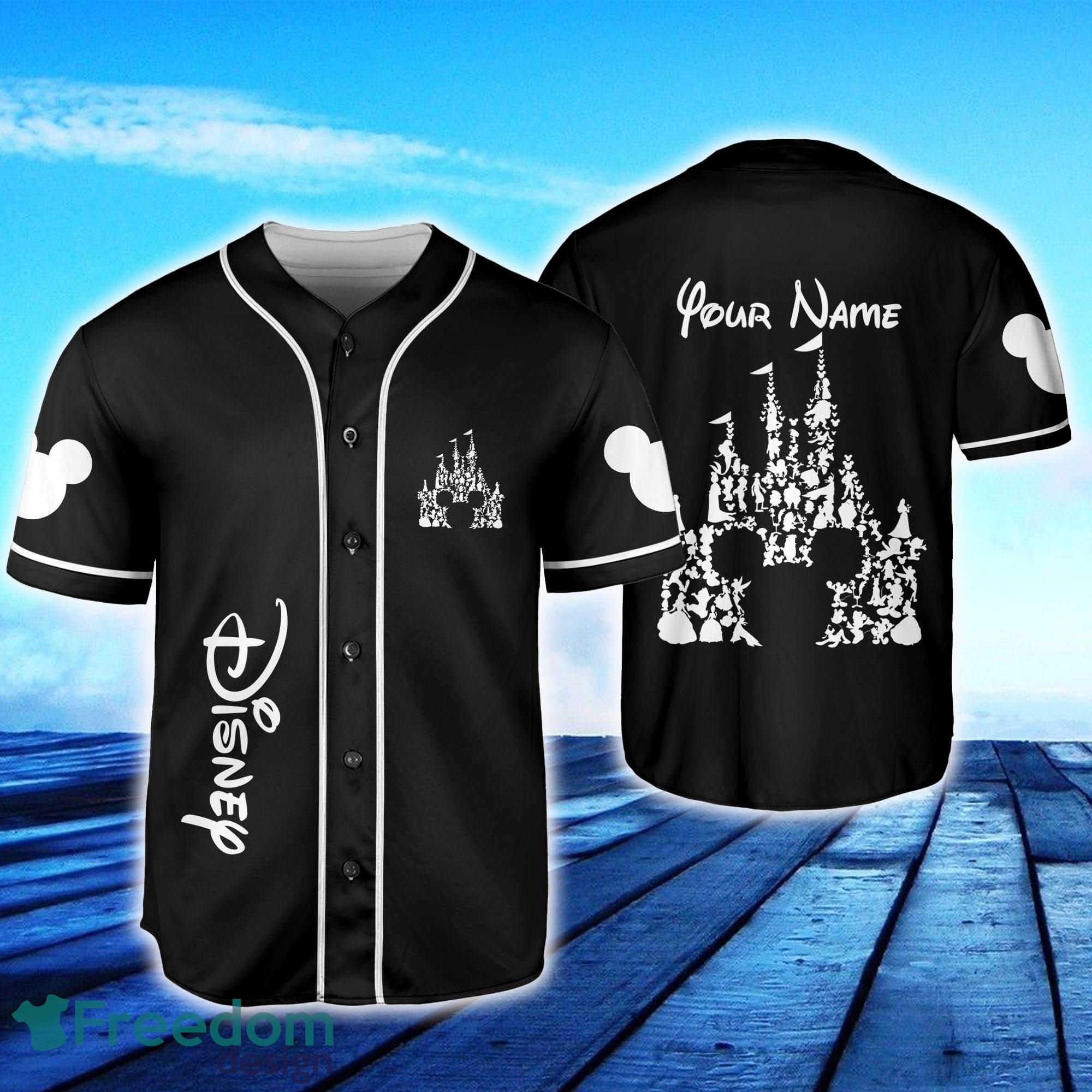 Disney Castle Black Custom Name Baseball Jersey Disney Men And