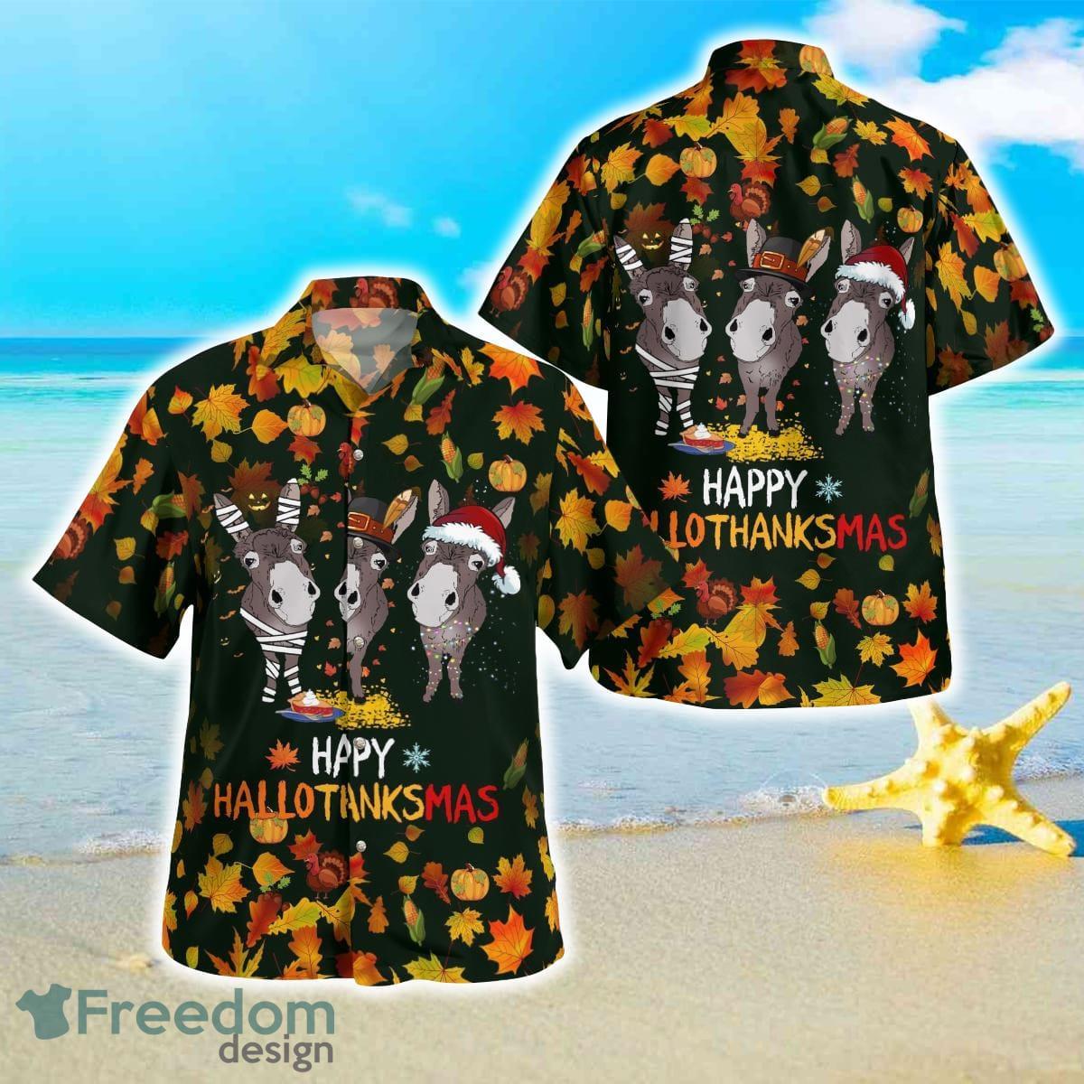 Donkey Thanksgiving Happy HalloThanksMas Hawaiian Shirt Best Style For Men And Women Product Photo 1