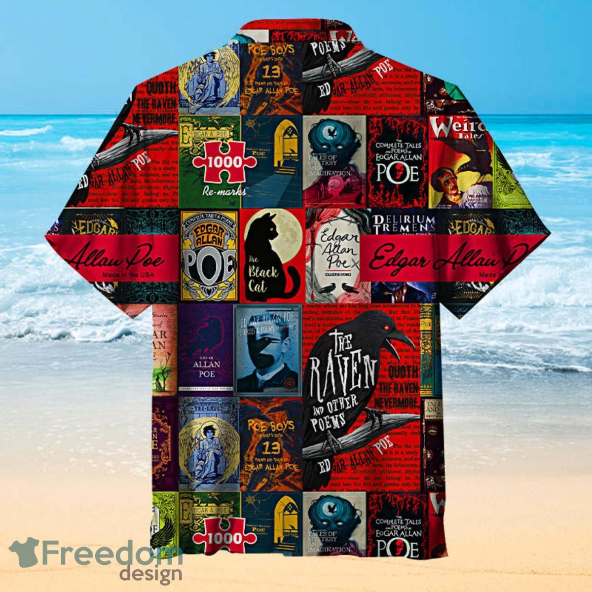 Edgar Allen Poe Universal Hawaiian Shirt, Vintage Hawaii Beach Shirt Product Photo 2