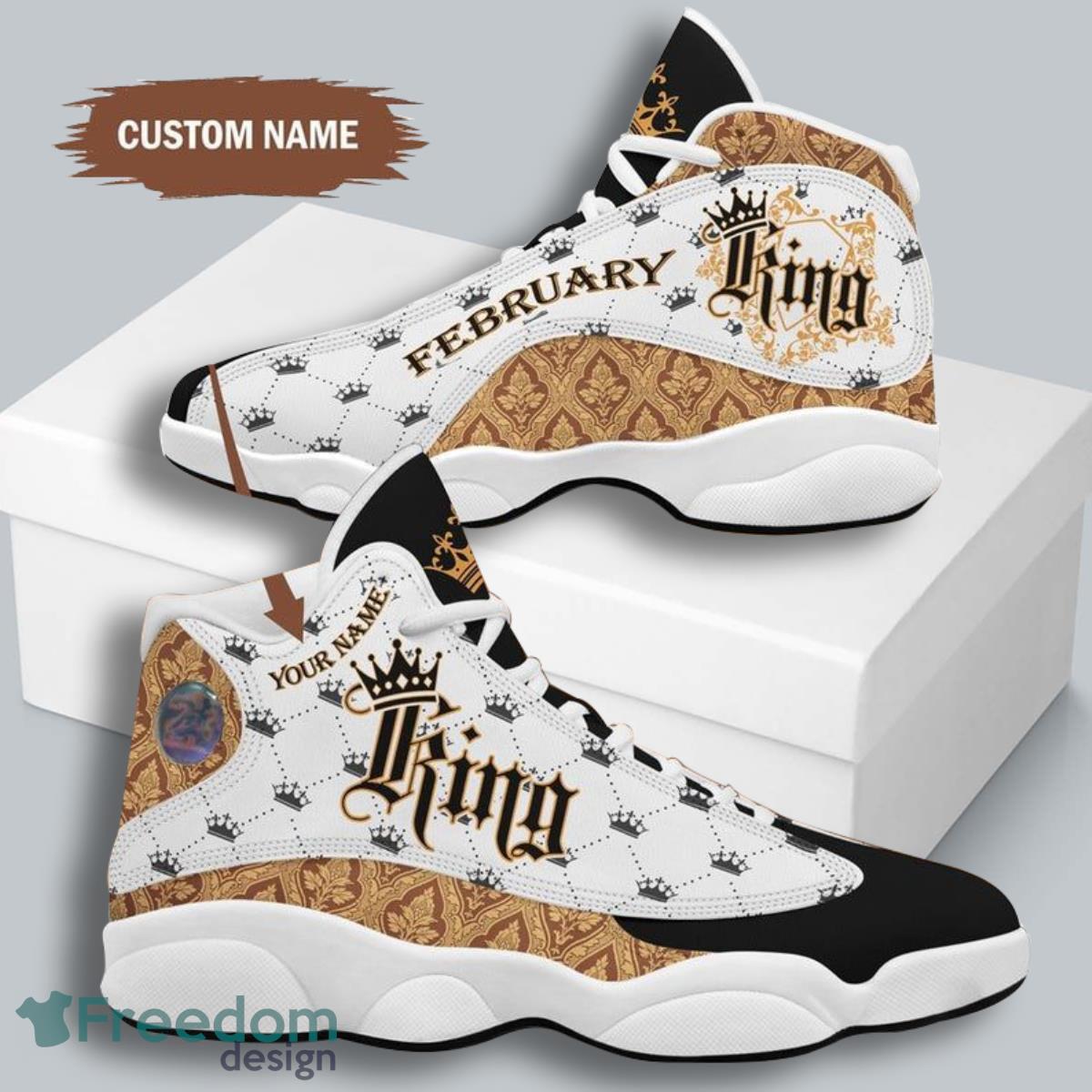 February King And Queen Air Jordan 13 Custom Name Sneakers Best Gift For Men And Women Product Photo 2