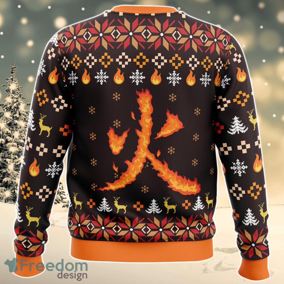 Fire Rengoku Demon Slayer Christmas Sweater For Men And Women Product Photo 2