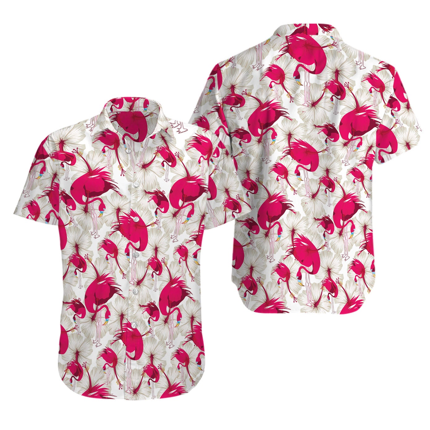Flamingo Beach Funny Hawaiian Shirt Outfit - T-shirts Low Price
