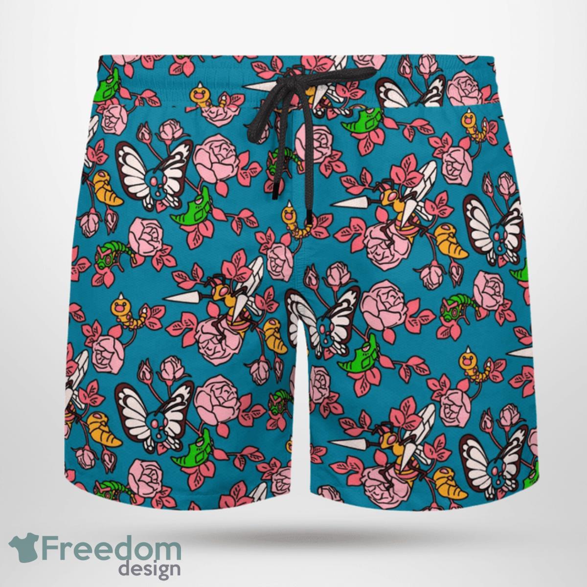 Floral Seamless Pokemon Hawaiian Shirt And Short For Fans image Floral Seamless Pokemon Hawaiian Shirt And Short For Fans Product Photo 4