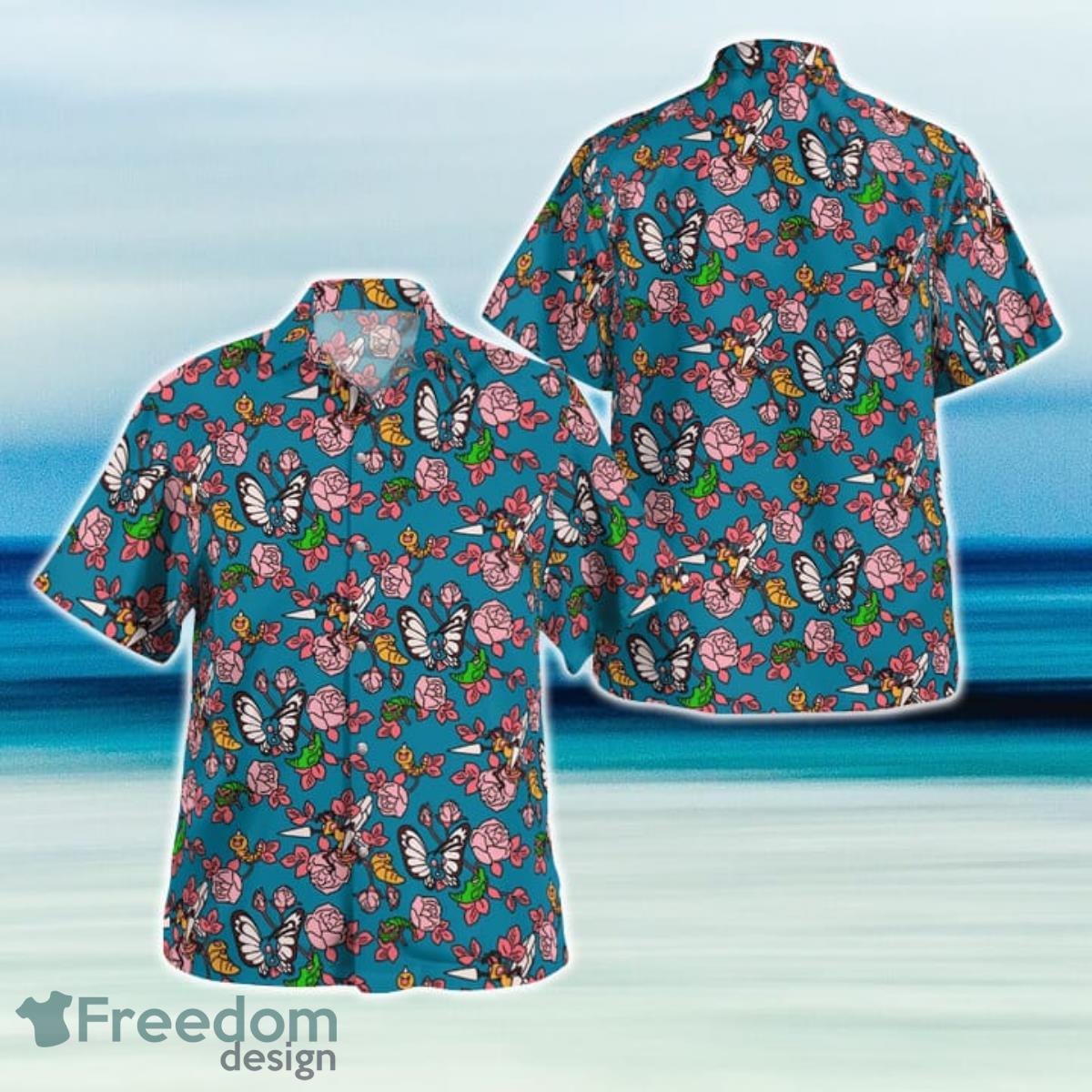 Floral Seamless Pokemon Hawaiian Shirt And Short For Fans Product Photo 1