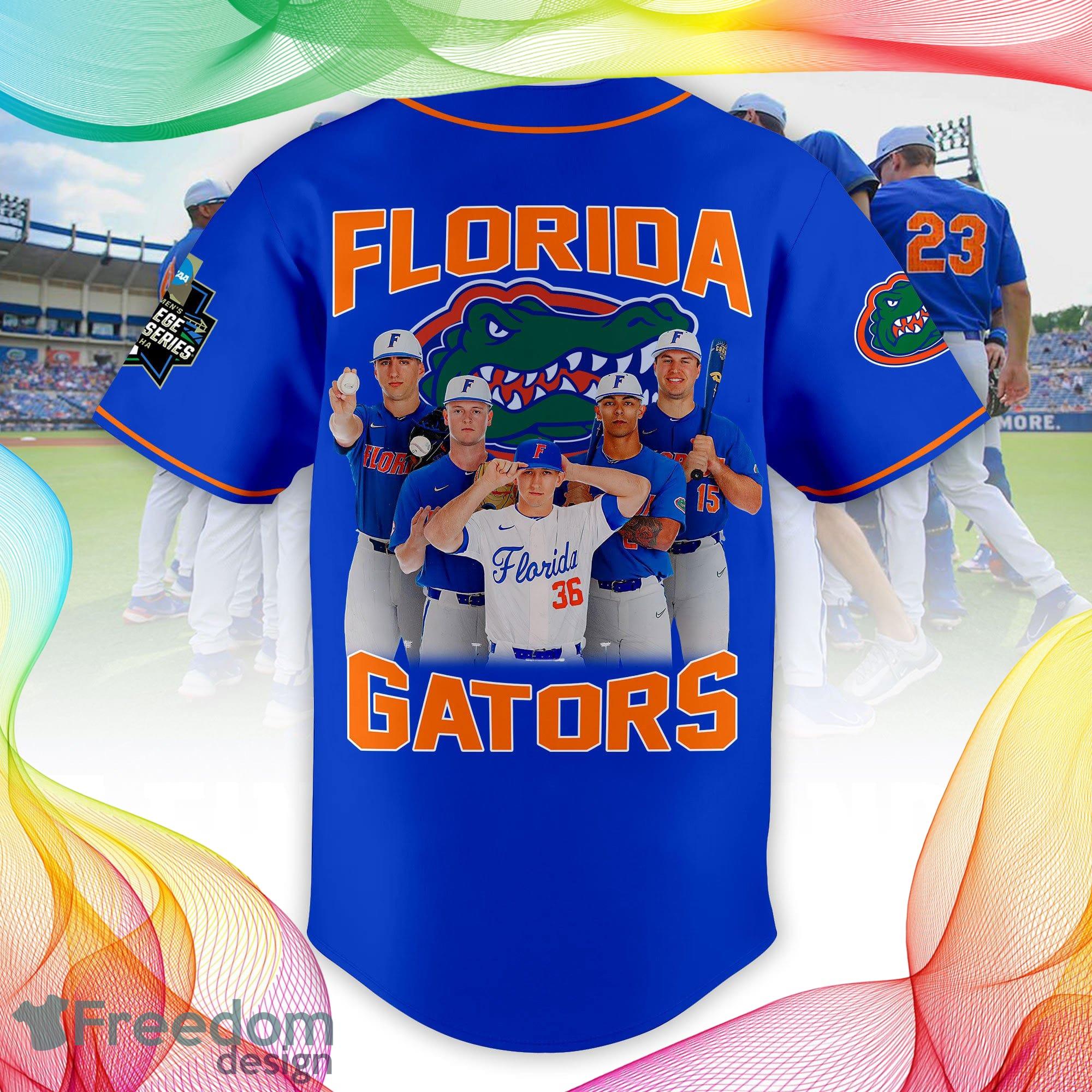 Florida Gator Baseball 2023 World Series Blue Design Baseball Jersey Shirt  Custom Number And Name - Freedomdesign