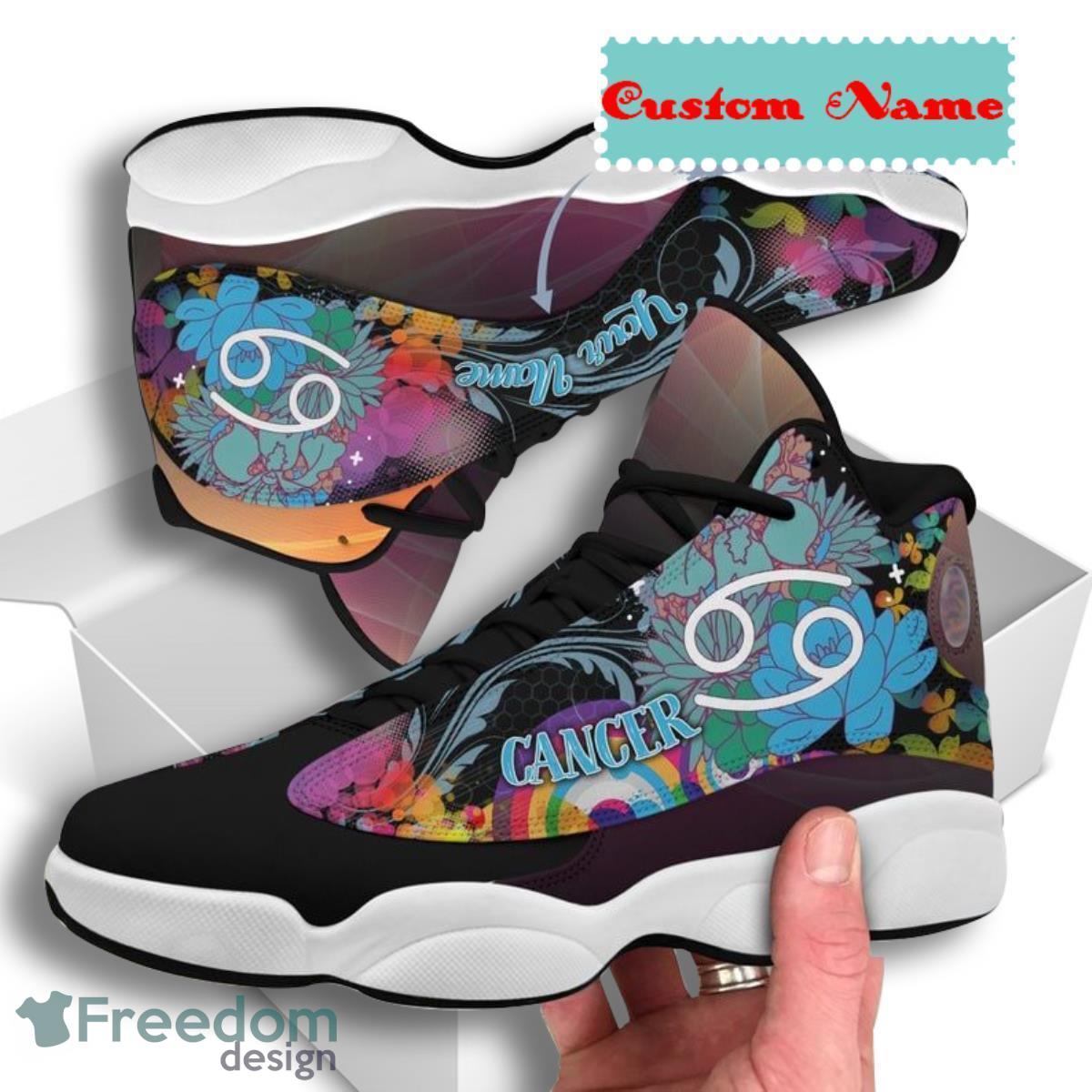 Flowers Cancer Zodiac Air Jordan 13 Custom Name Sneakers Best Gift For Men And Women Product Photo 1