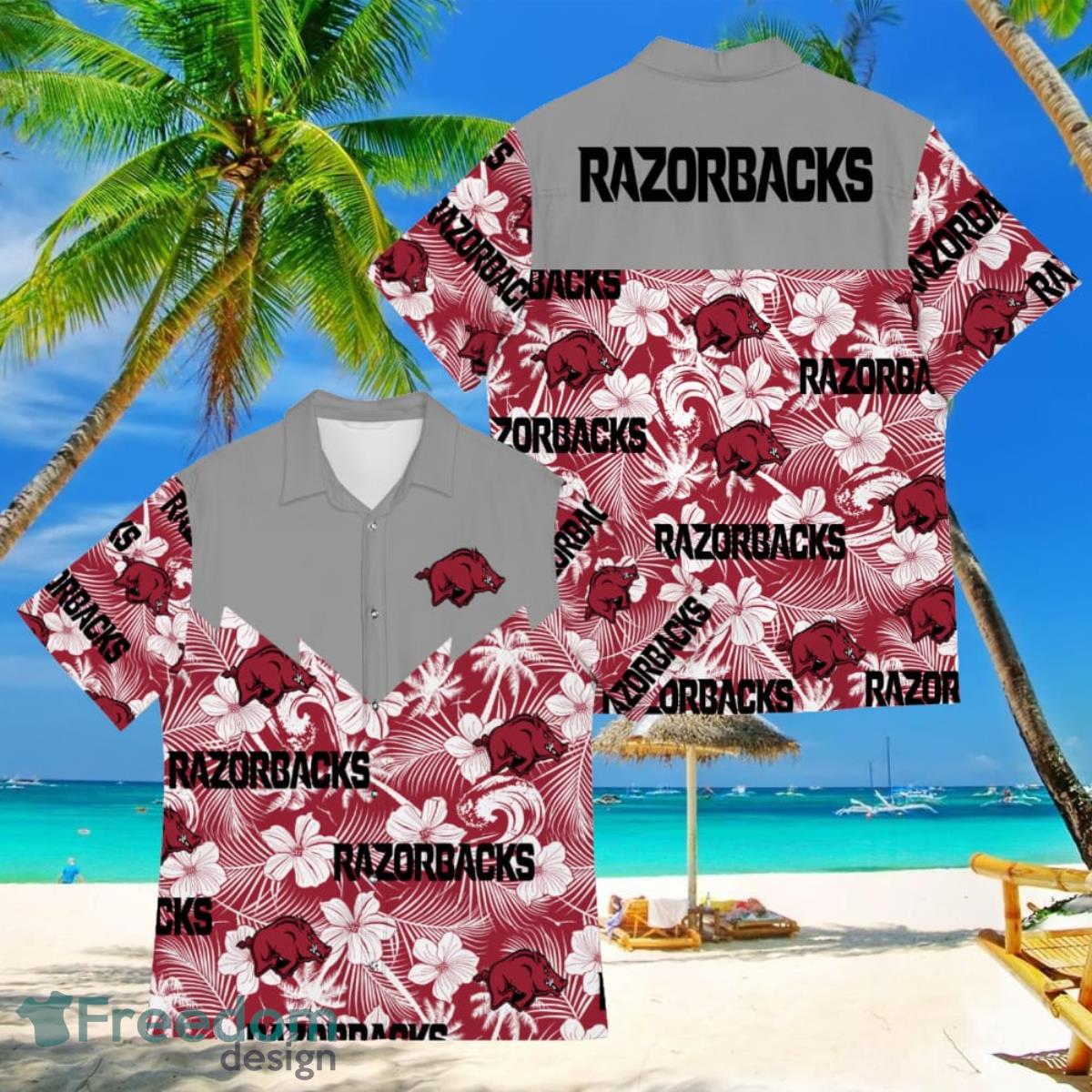 Football American Hawaii Shirt Tropical Beach Tree Arkansas Razorbacks Product Photo 1