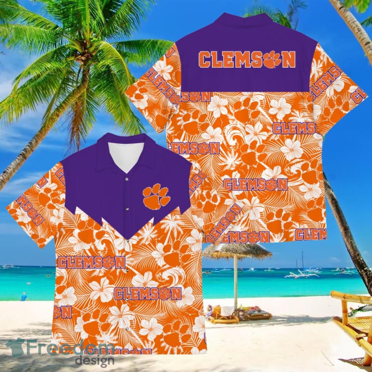 Football American Hawaii Shirt Tropical Beach Tree Clemson Tigers Product Photo 1