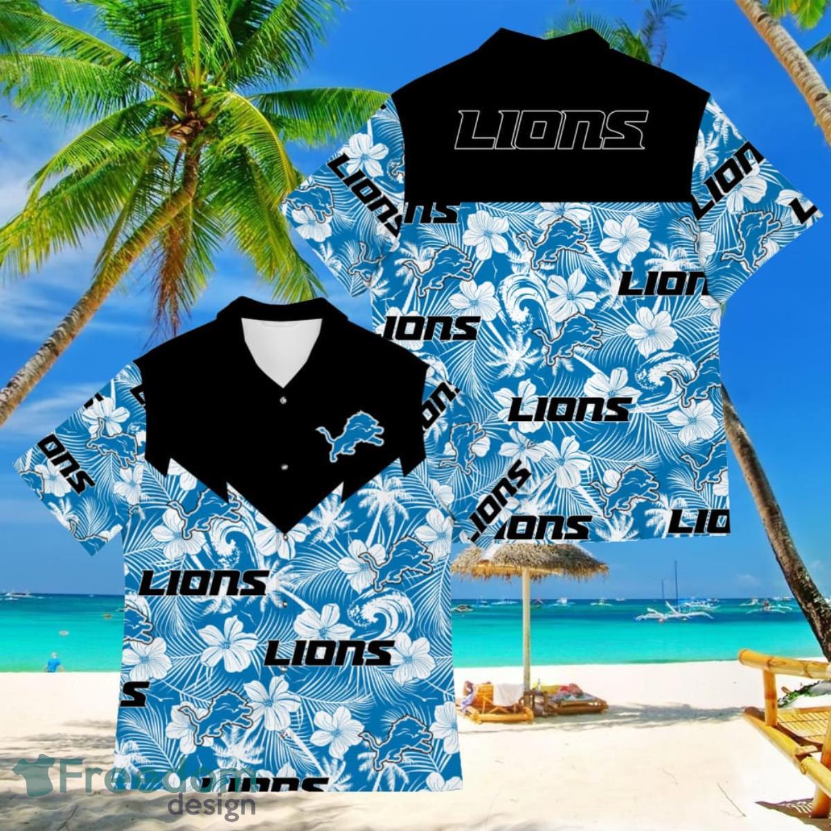 Football American Hawaii Shirt Tropical Beach Tree Detroit Lions Product Photo 1