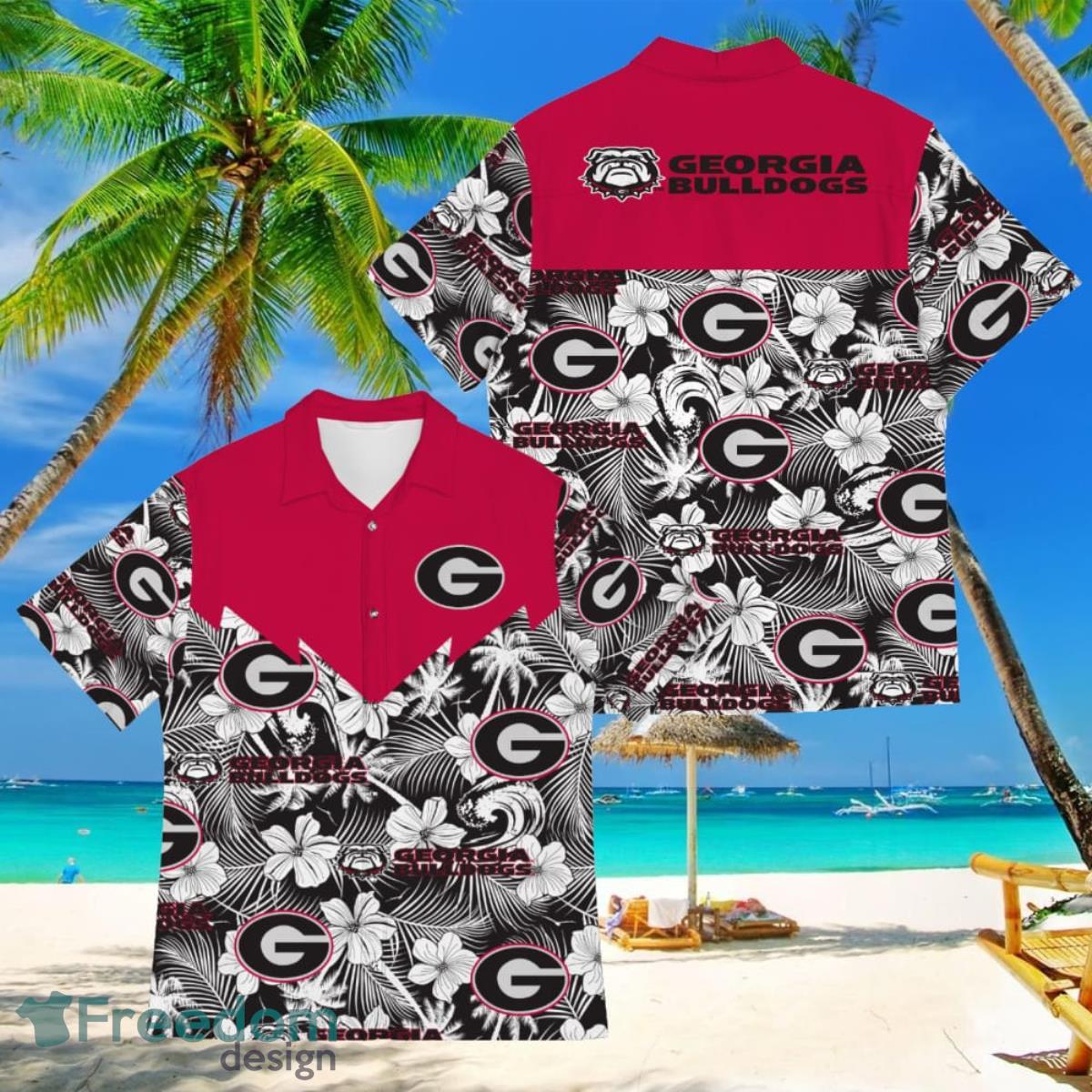 Football American Hawaii Shirt Tropical Beach Tree Georgia Bulldogs Product Photo 1