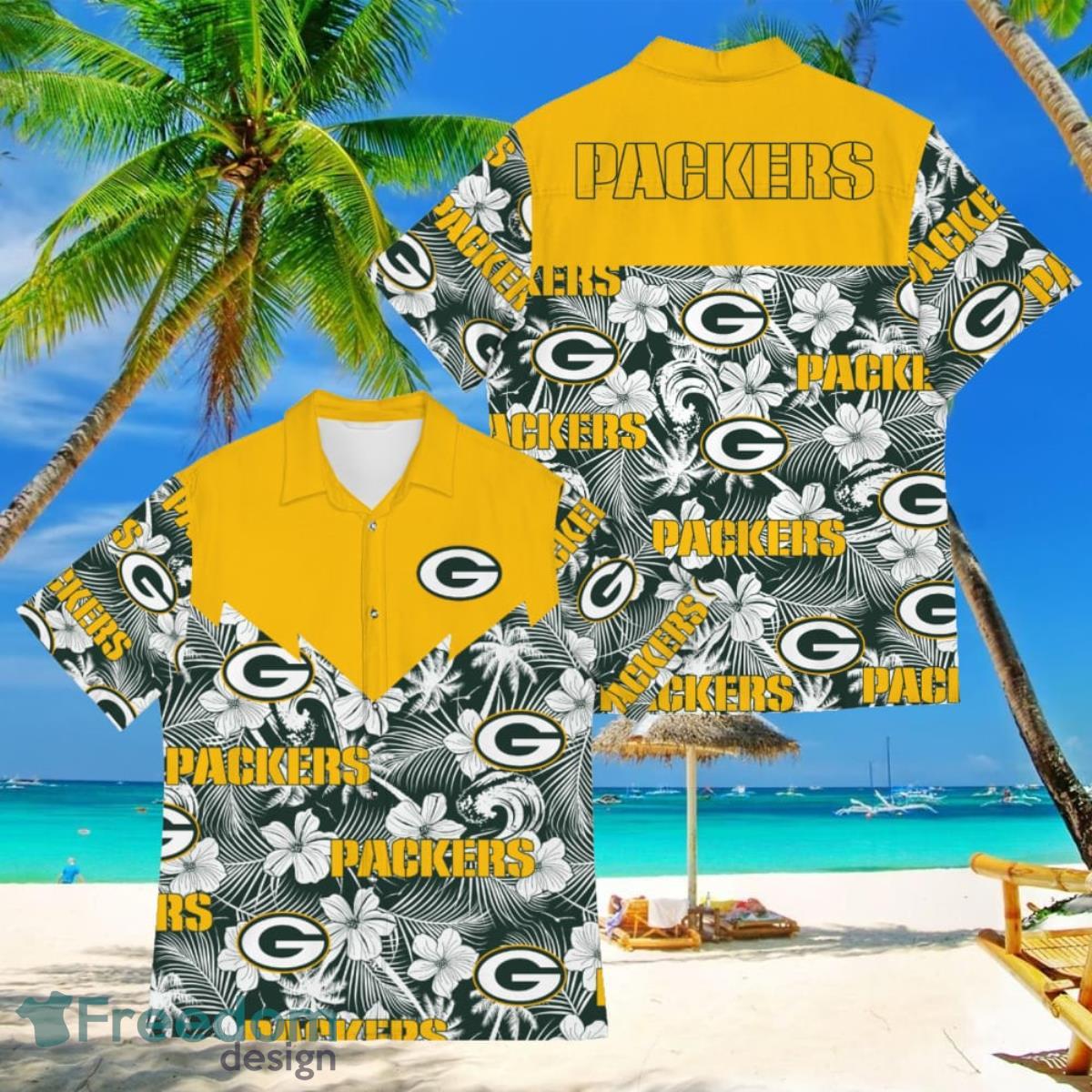 Green Bay Packers Floral Casual Hawaiian Shorts Gift For Fans