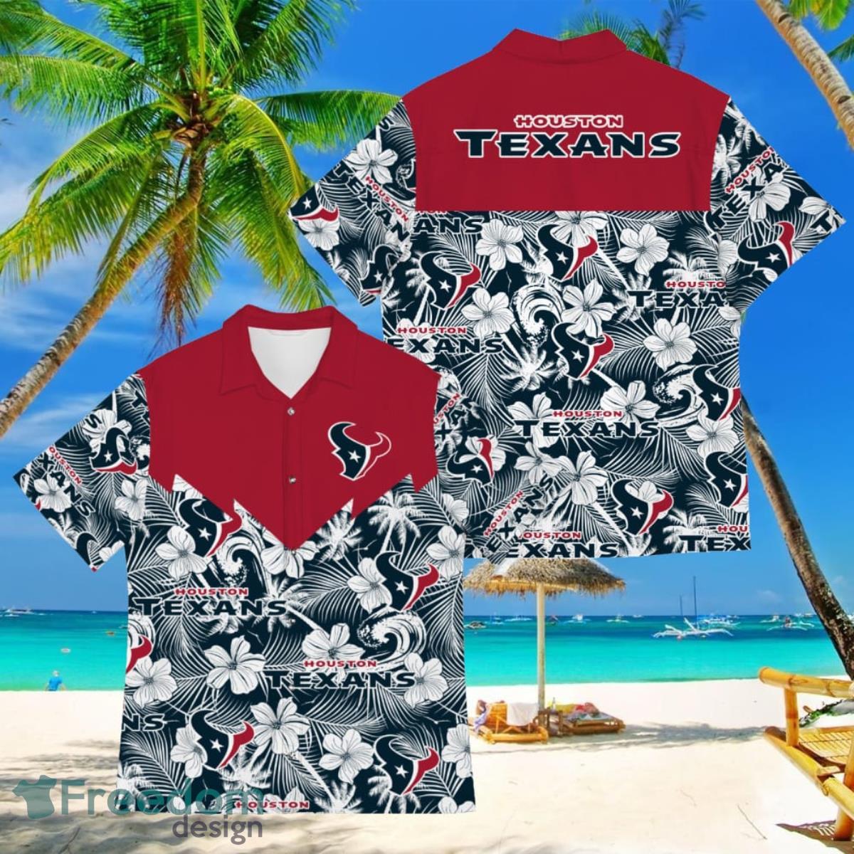 Football American Hawaii Shirt Tropical Beach Tree Houston Texans