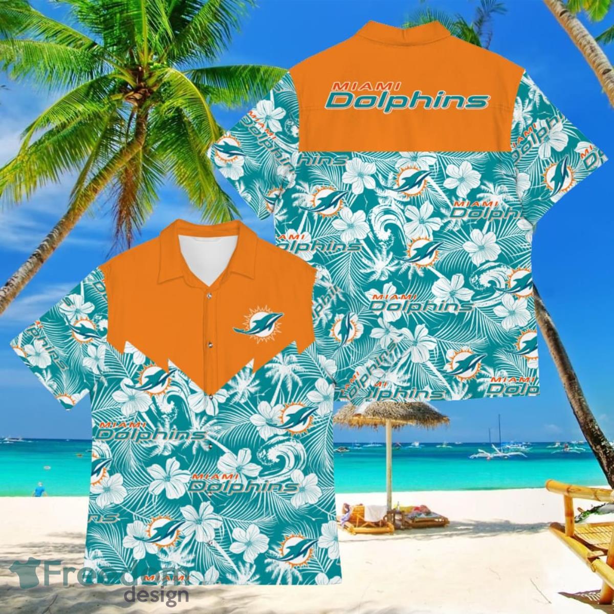 Football American Hawaii Shirt Tropical Beach Tree Miami Dolphins Product Photo 1