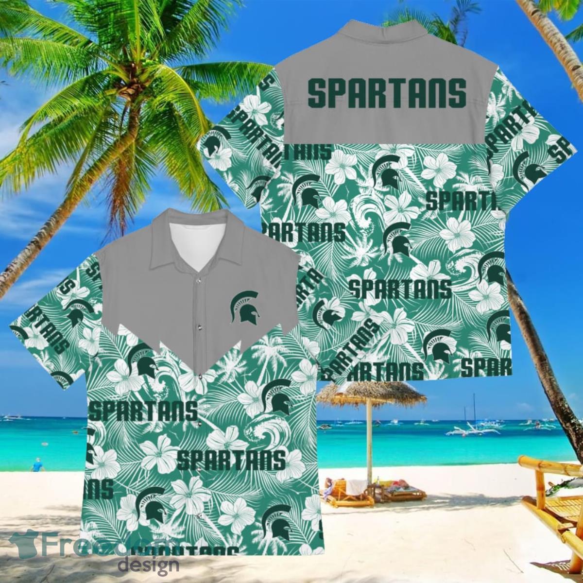 Football American Hawaii Shirt Tropical Beach Tree Michigan State Spartans Product Photo 1