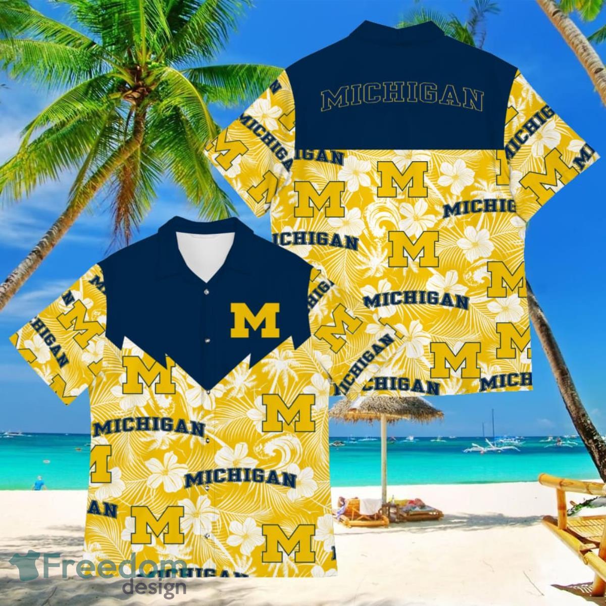 Football American Hawaii Shirt Tropical Beach Tree Michigan Wolverines Product Photo 1