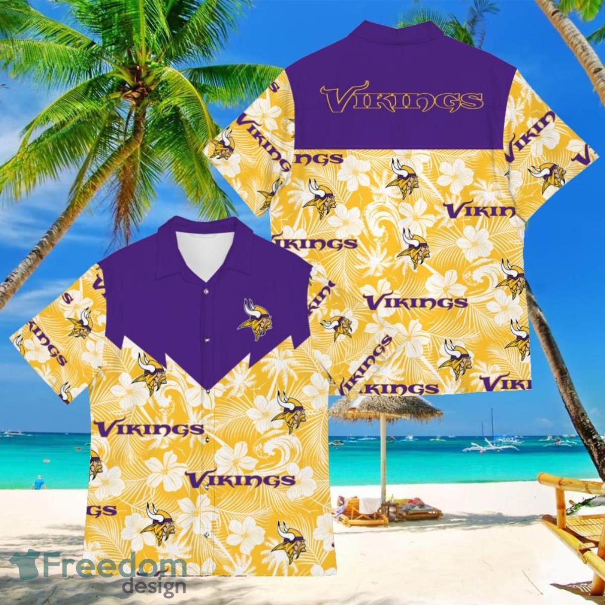 Football American Hawaii Shirt Tropical Beach Tree Minnesota Vikings Product Photo 1