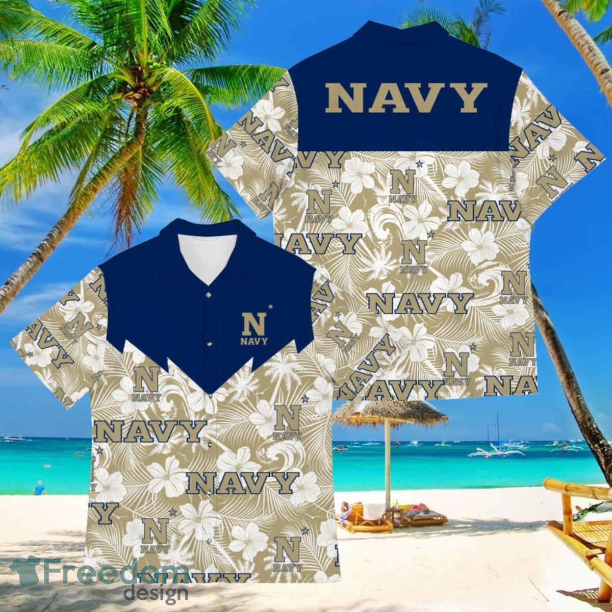 Football American Hawaii Shirt Tropical Beach Tree Navy Midshipmen Product Photo 1