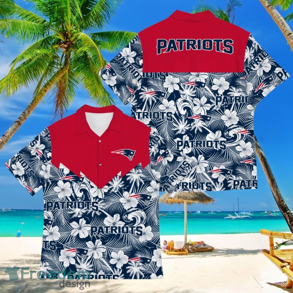 Football American Hawaii Shirt Tropical Beach Tree New England Patriots Product Photo 1