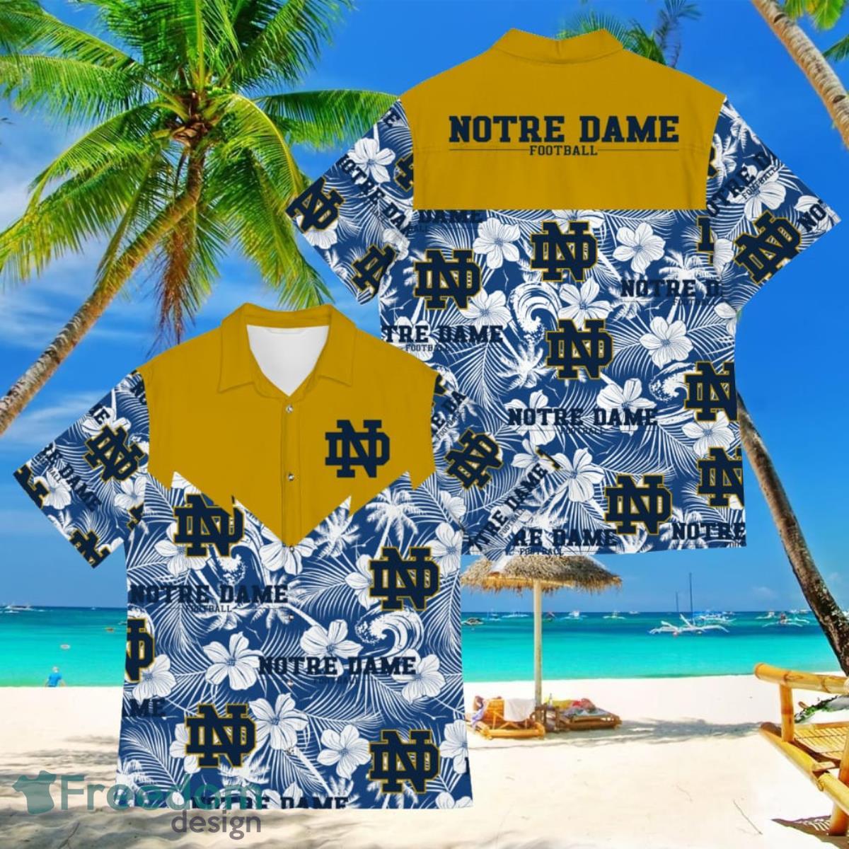 Football American Hawaii Shirt Tropical Beach Tree Notre Dame Fighting Irish Product Photo 1